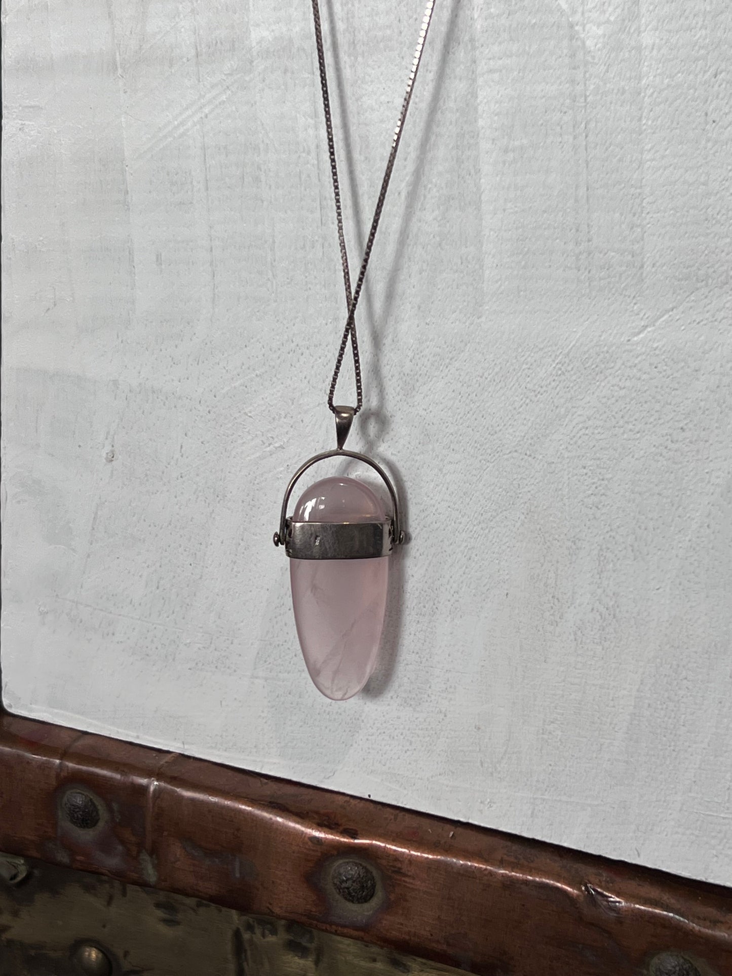 Pink Quartz Pendant on Sterling Silver Chain