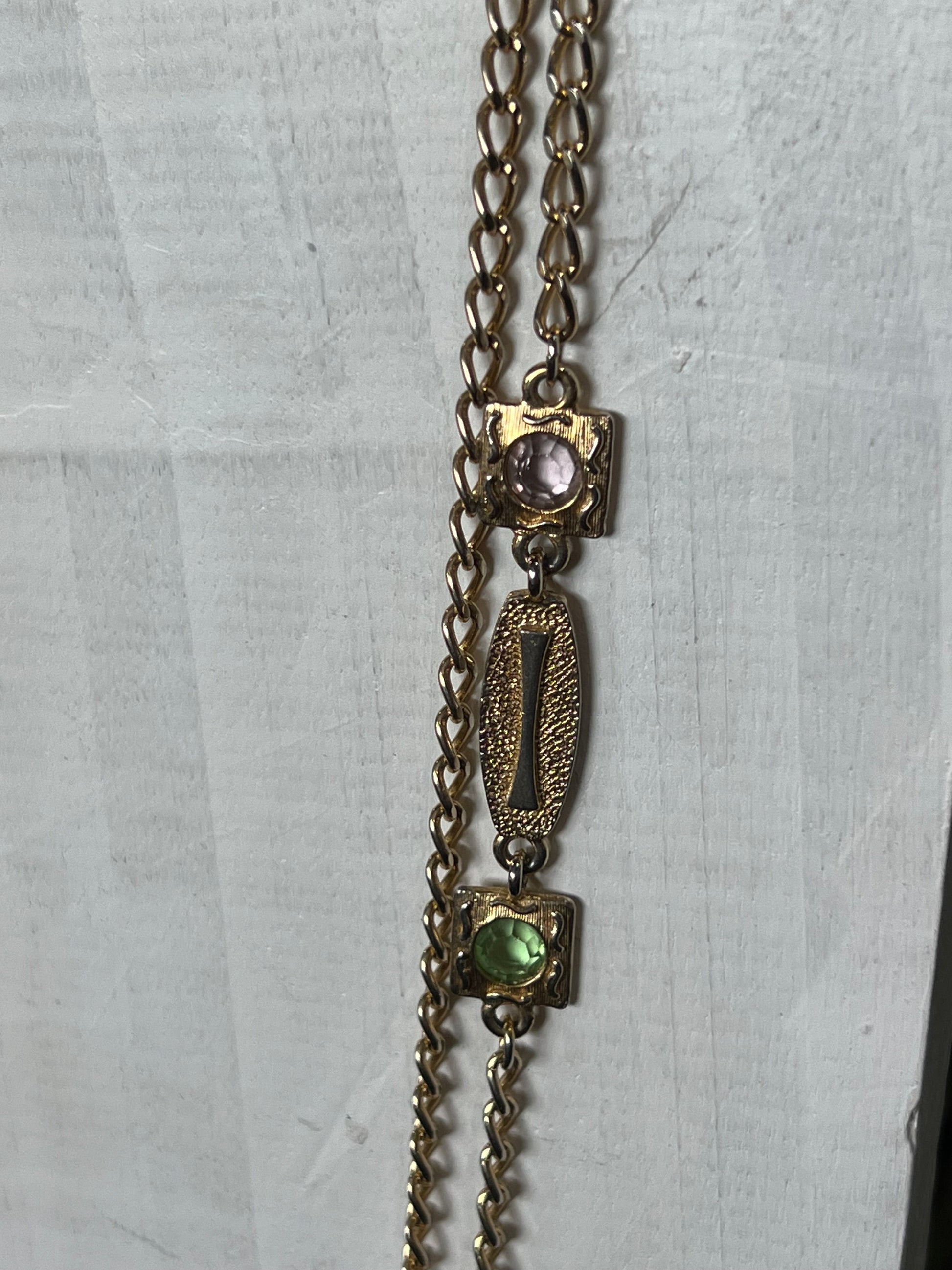 Long Vintage Necklace with Pastel Stones