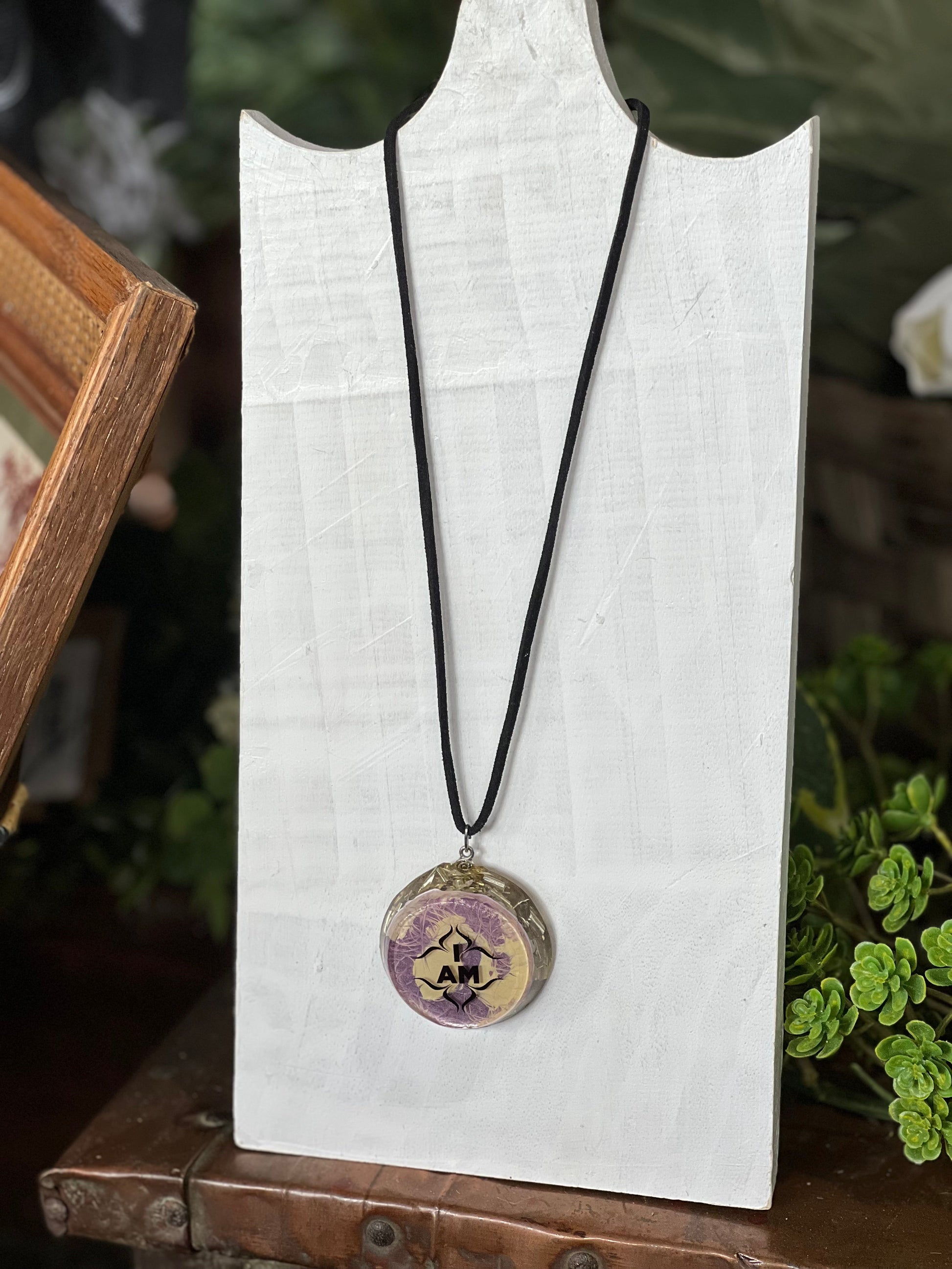 "I AM" Resin Round Necklace