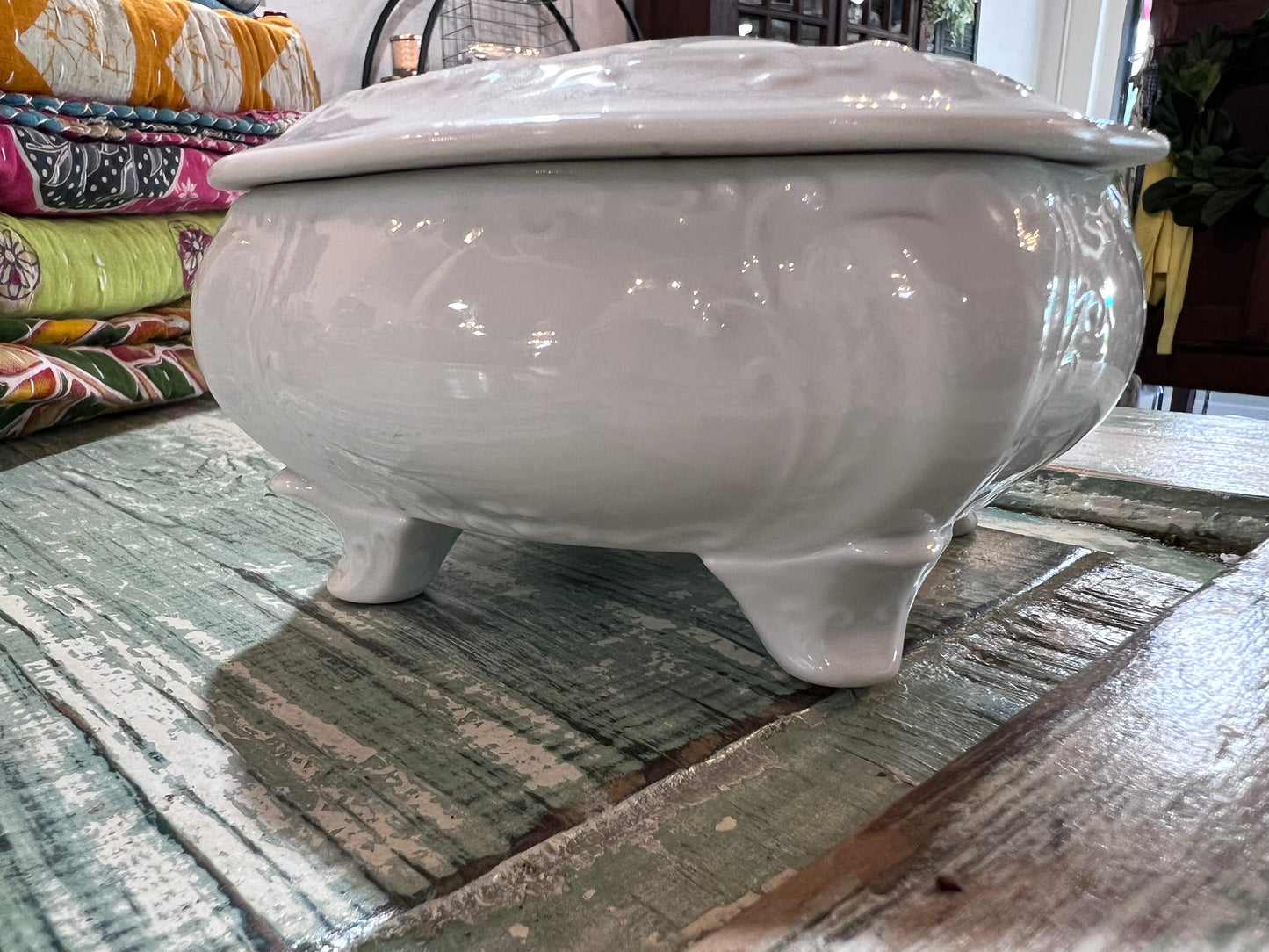 Antique Ironstone Jewelry Dish