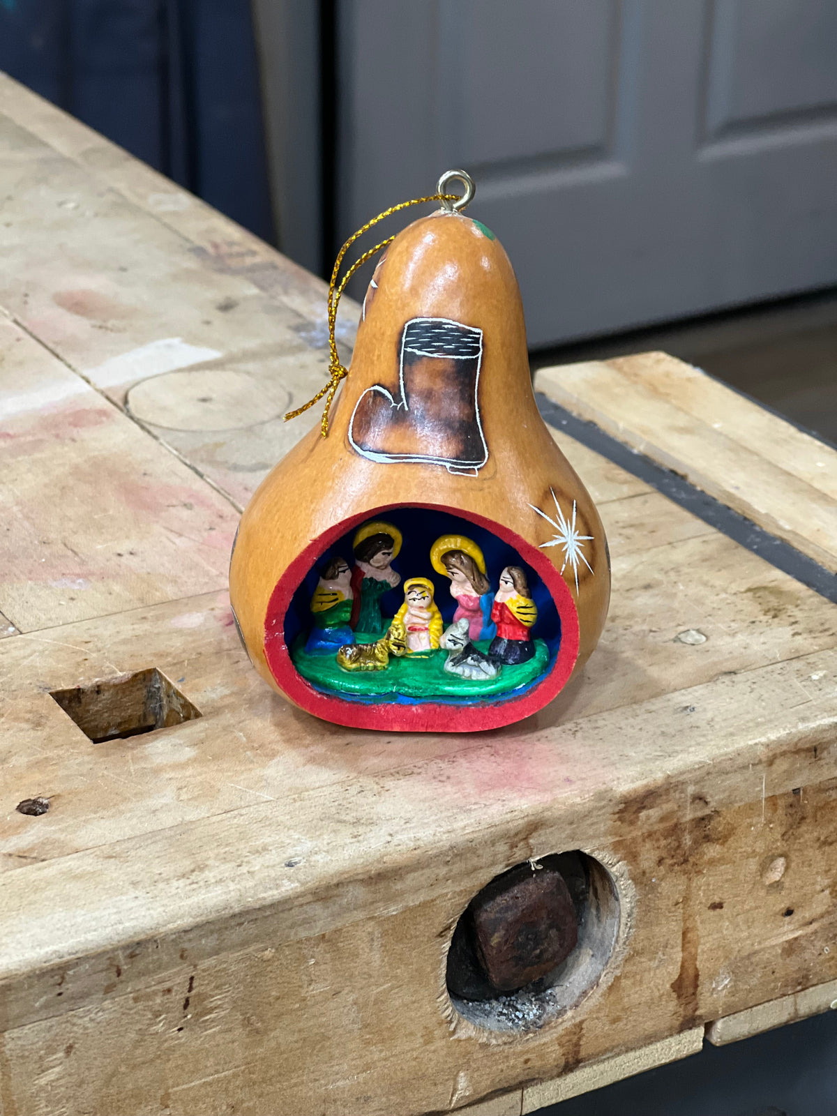 Peruvian Nativity Gourd Ornament