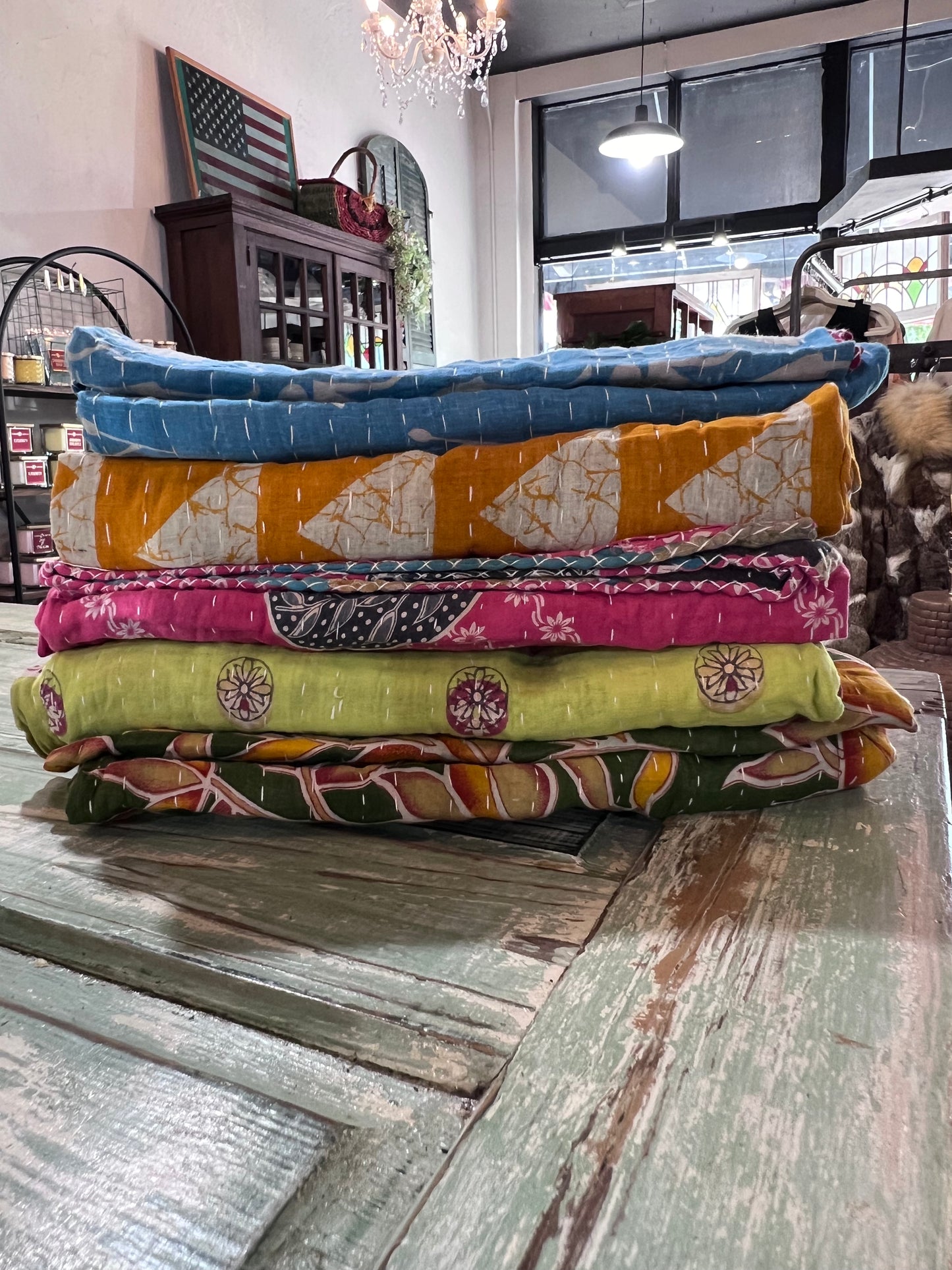 Handmade Indian Kantha Reversible Quilt