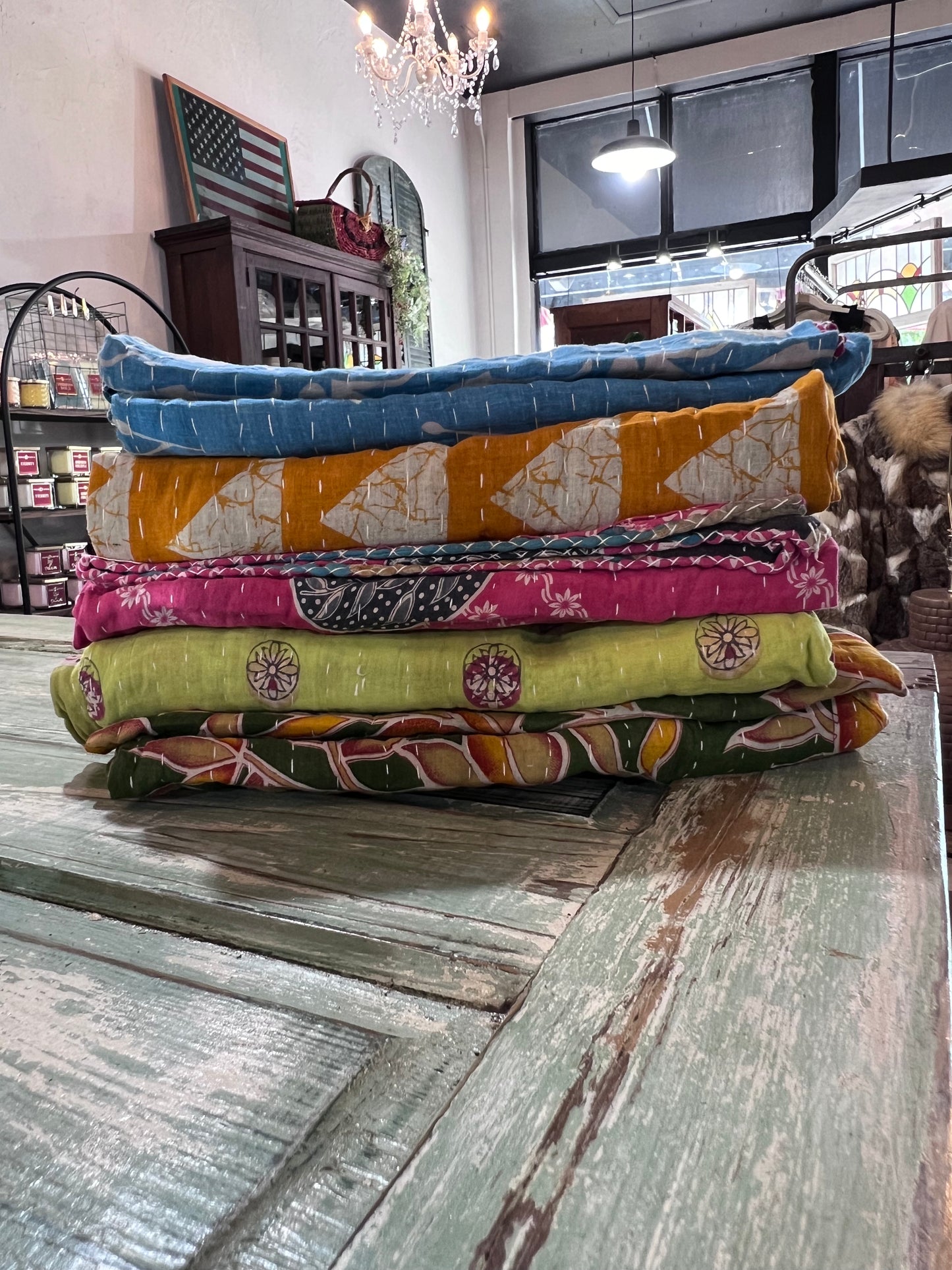 Handmade Indian Kantha Reversible Quilt