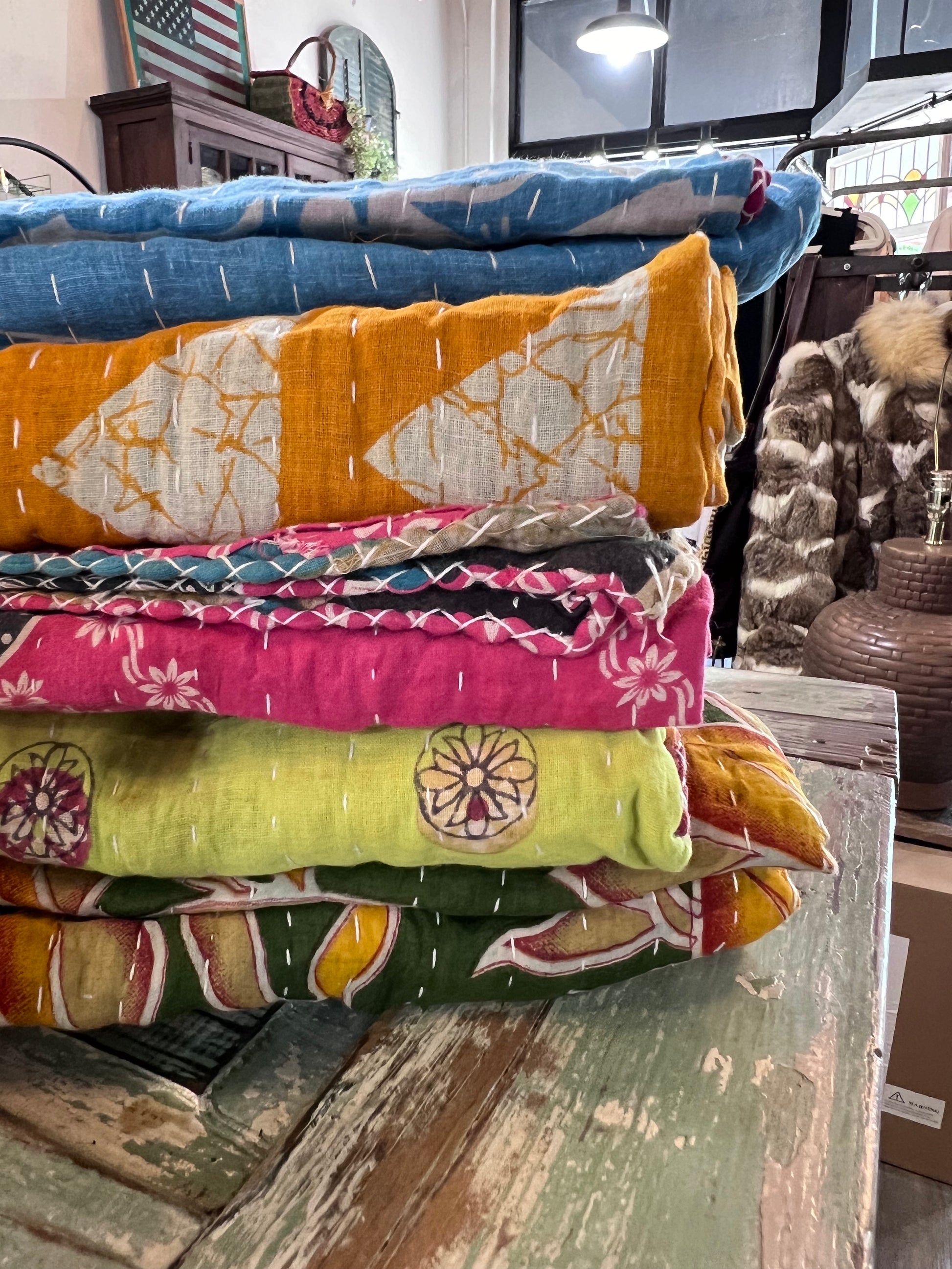 Handmade Indian Kantha Reversible Quilt