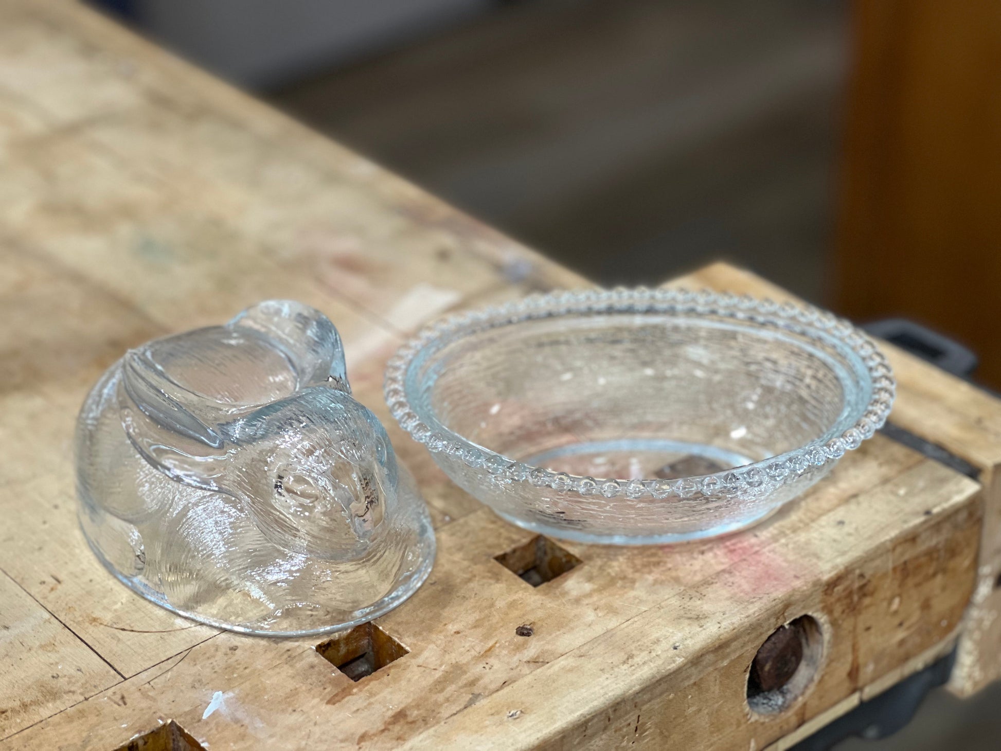 Indiana Glass "Bunny on a Nest" Candy Dish