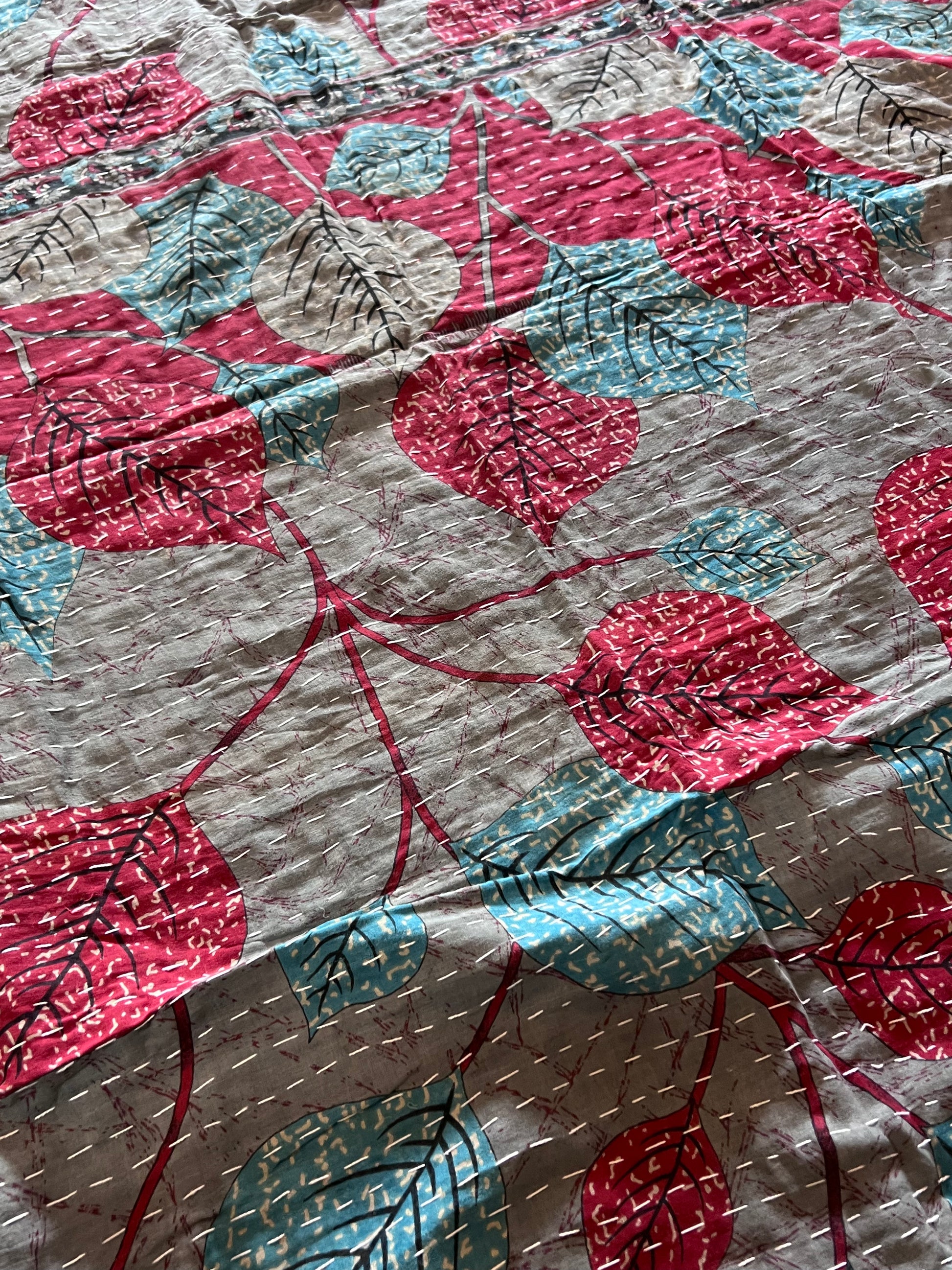 Handmade Indian Kantha Reversible Quilt