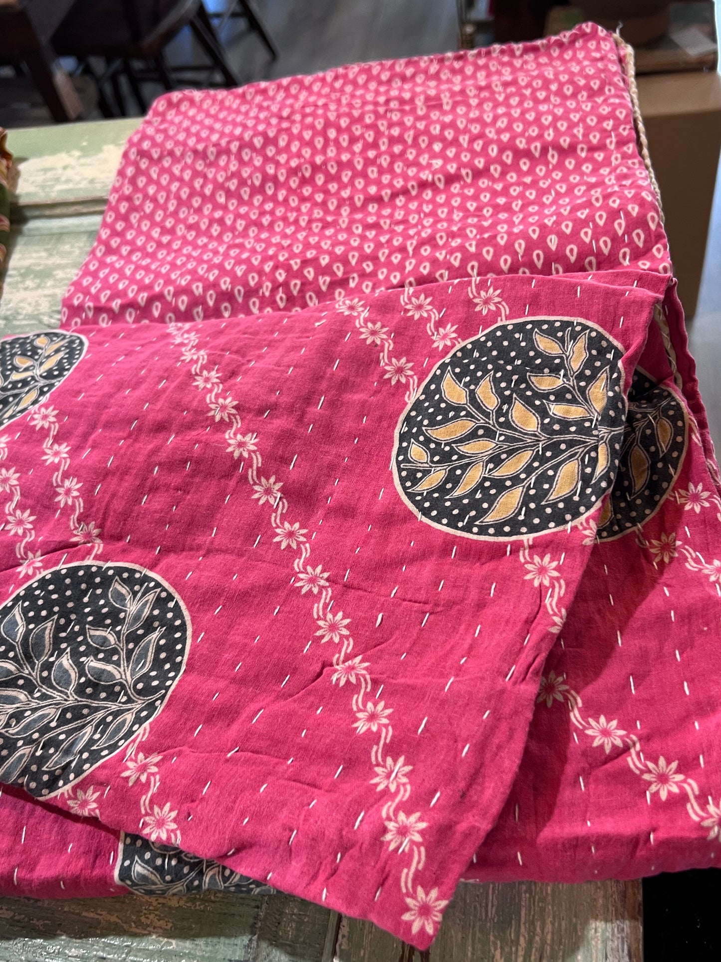 Handmade Indian Kantha Reversible Quilt
