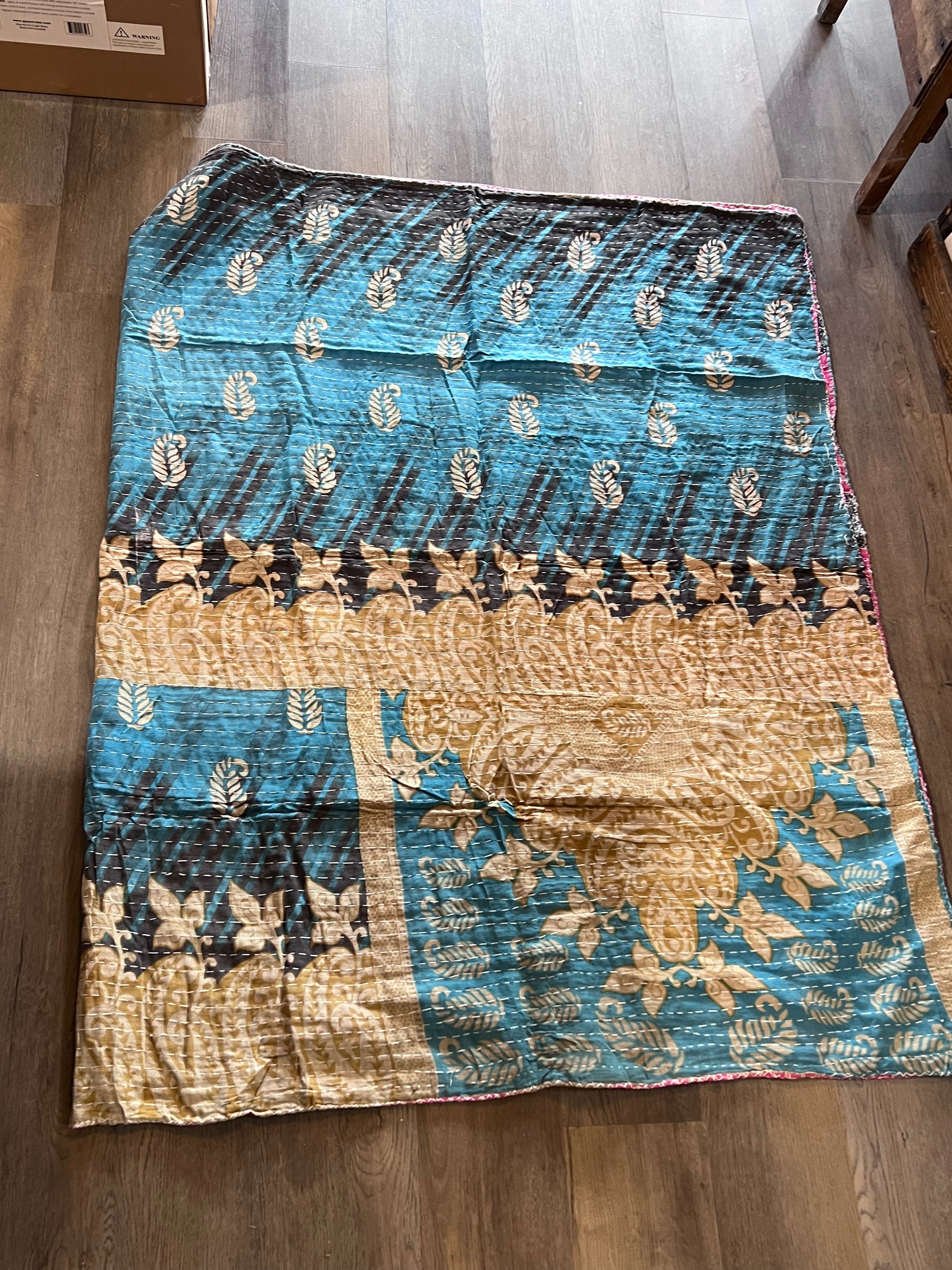 Handmade Indian Kantha Reversible Quilt