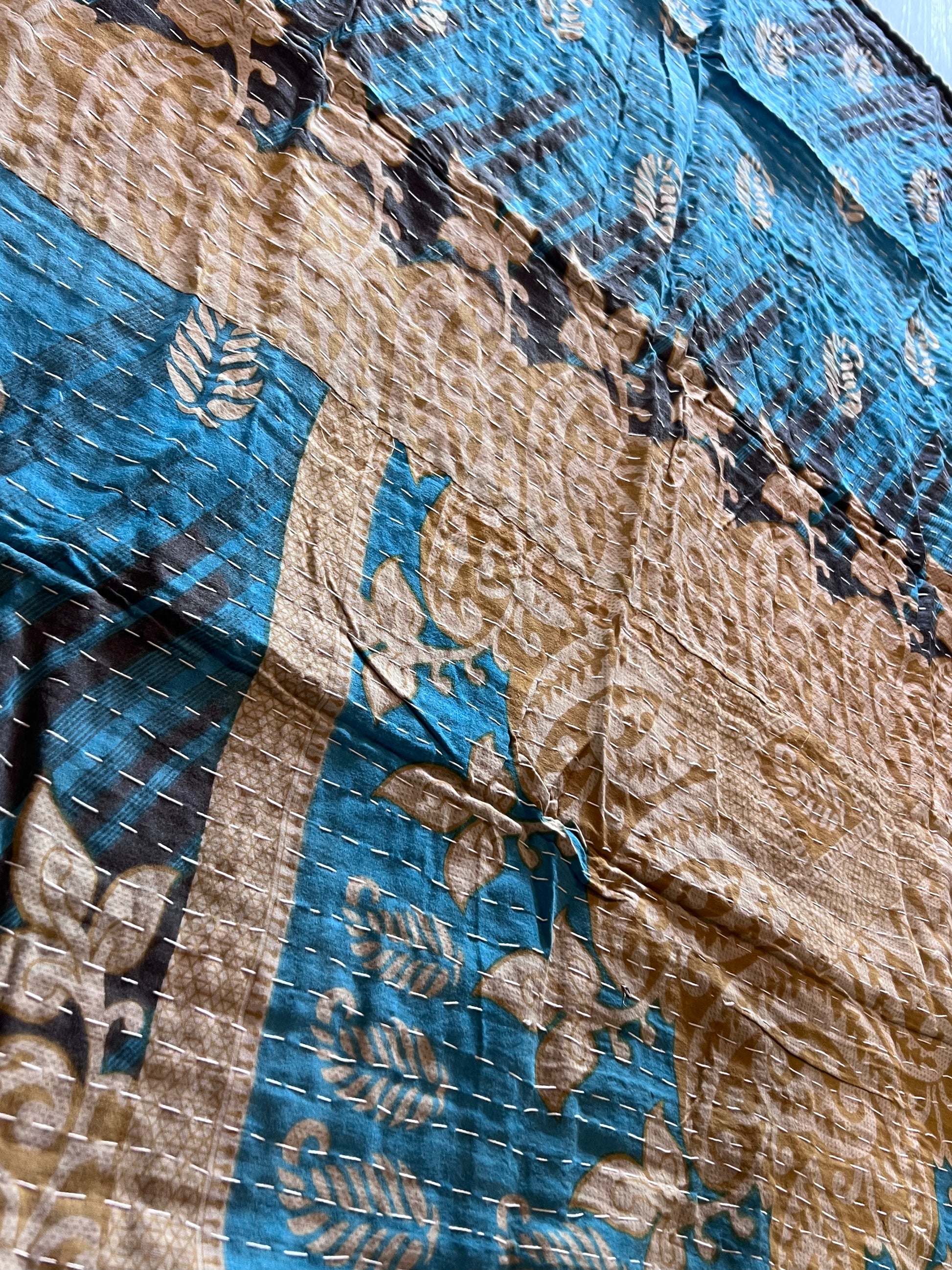 Handmade Indian Kantha Reversible Quilt