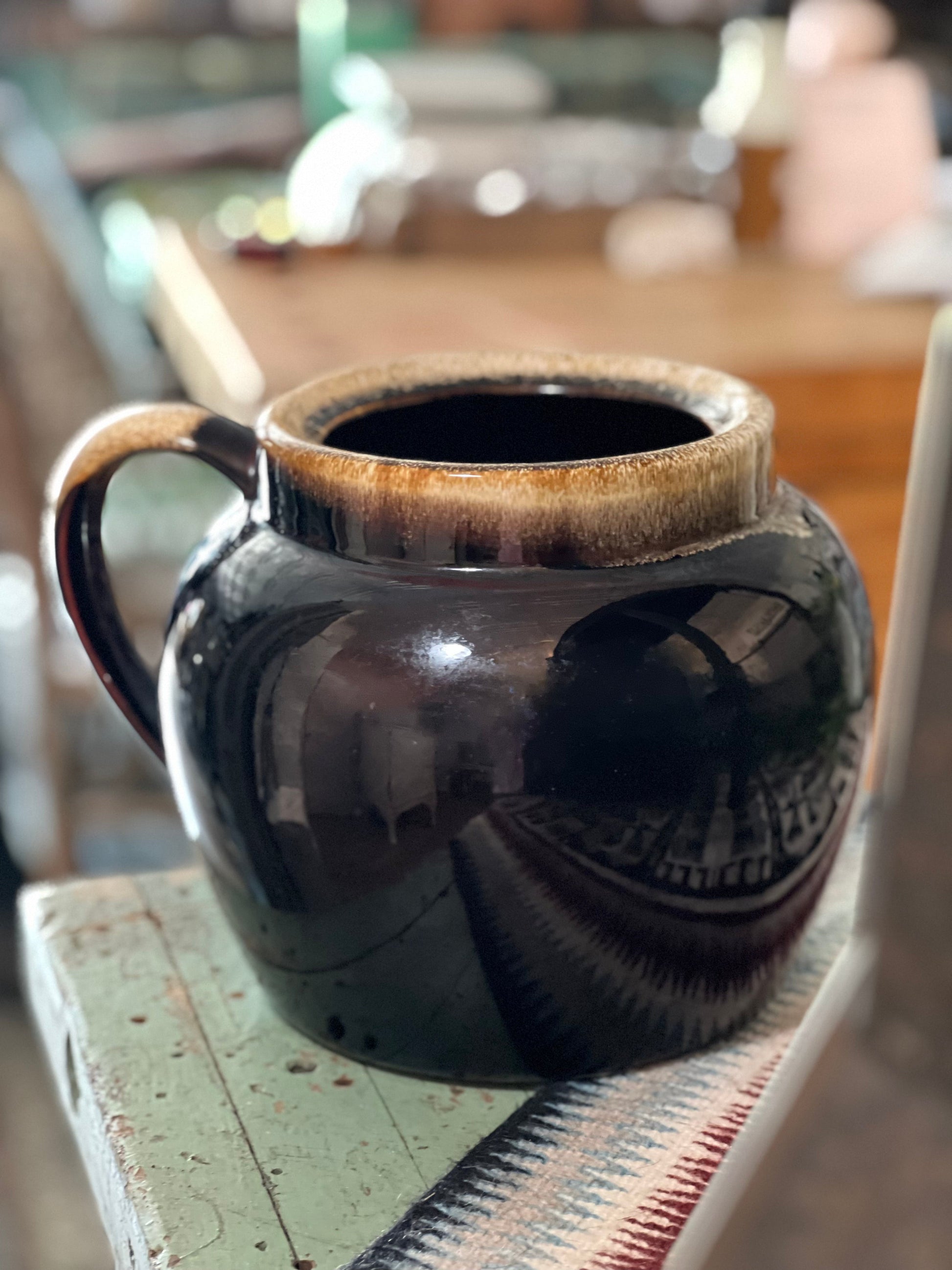 Vintage Brown Bean Pot