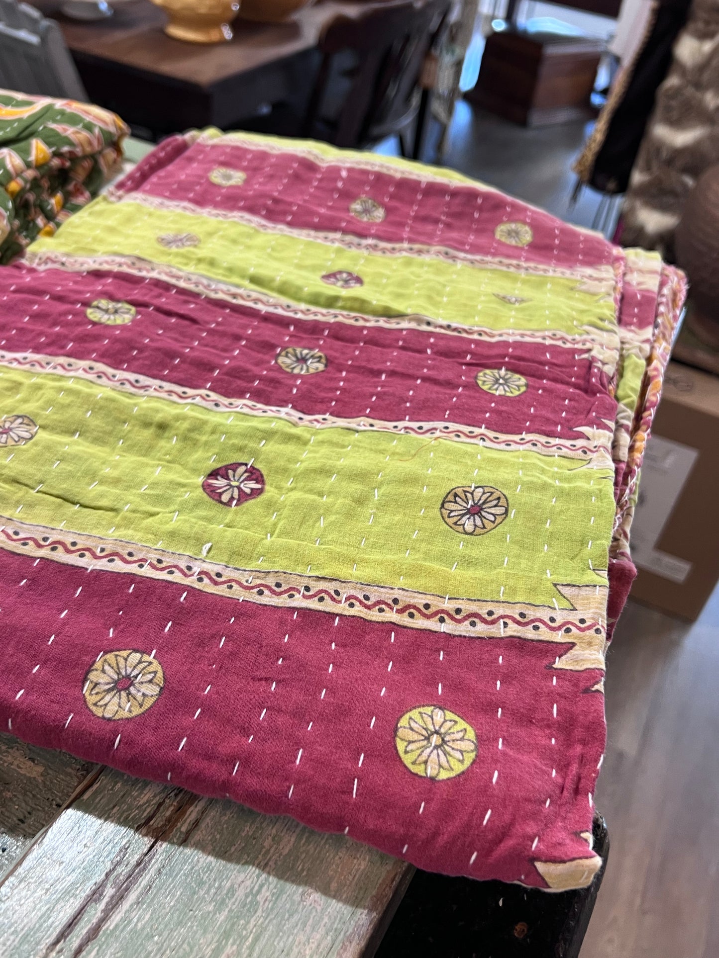Handmade Indian Kantha Reversible Quilt