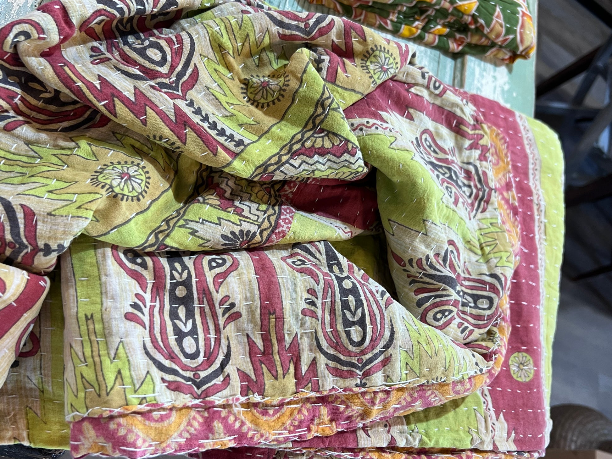 Handmade Indian Kantha Reversible Quilt