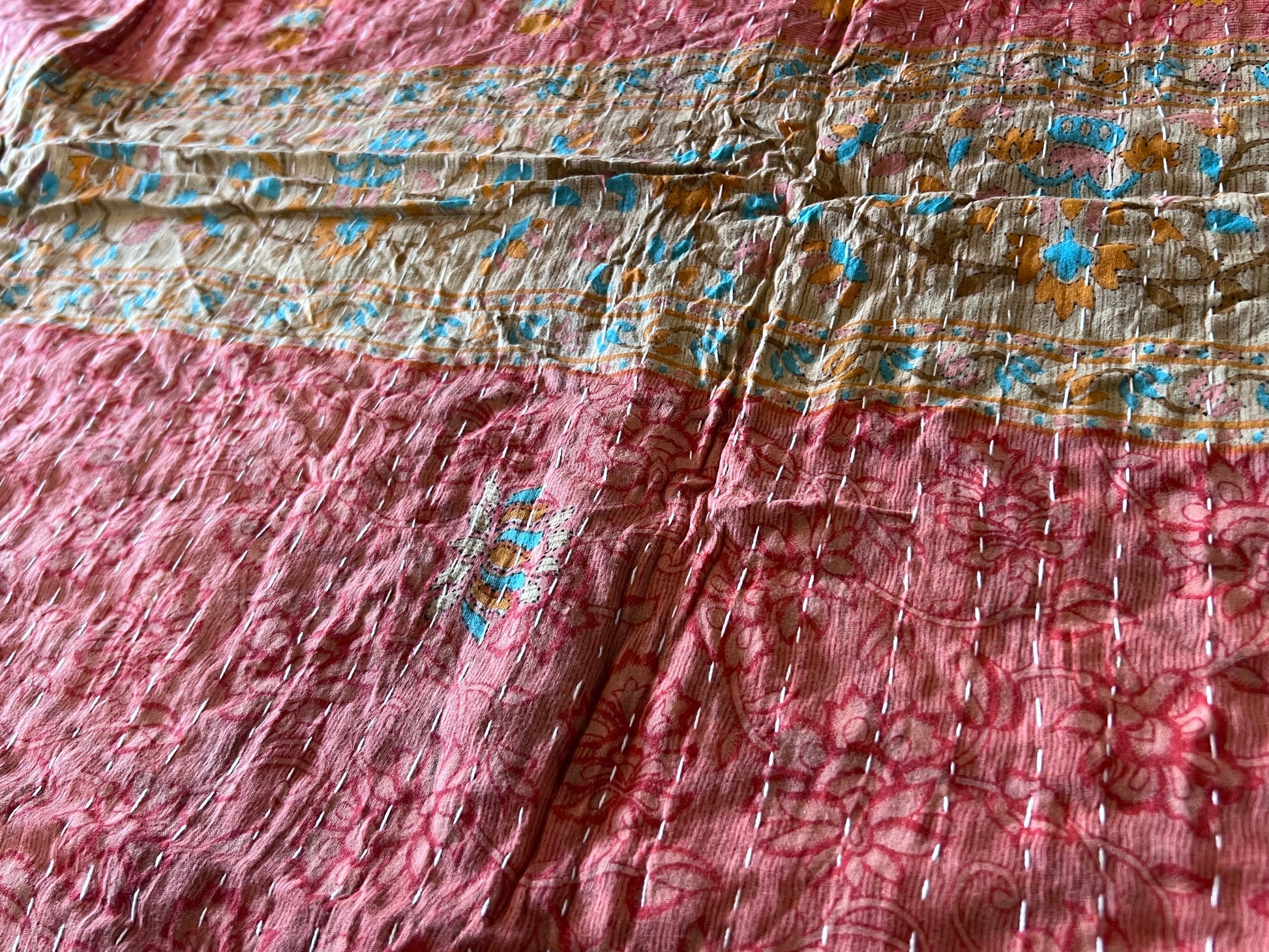Handmade Indian Kantha Reversible Quilt