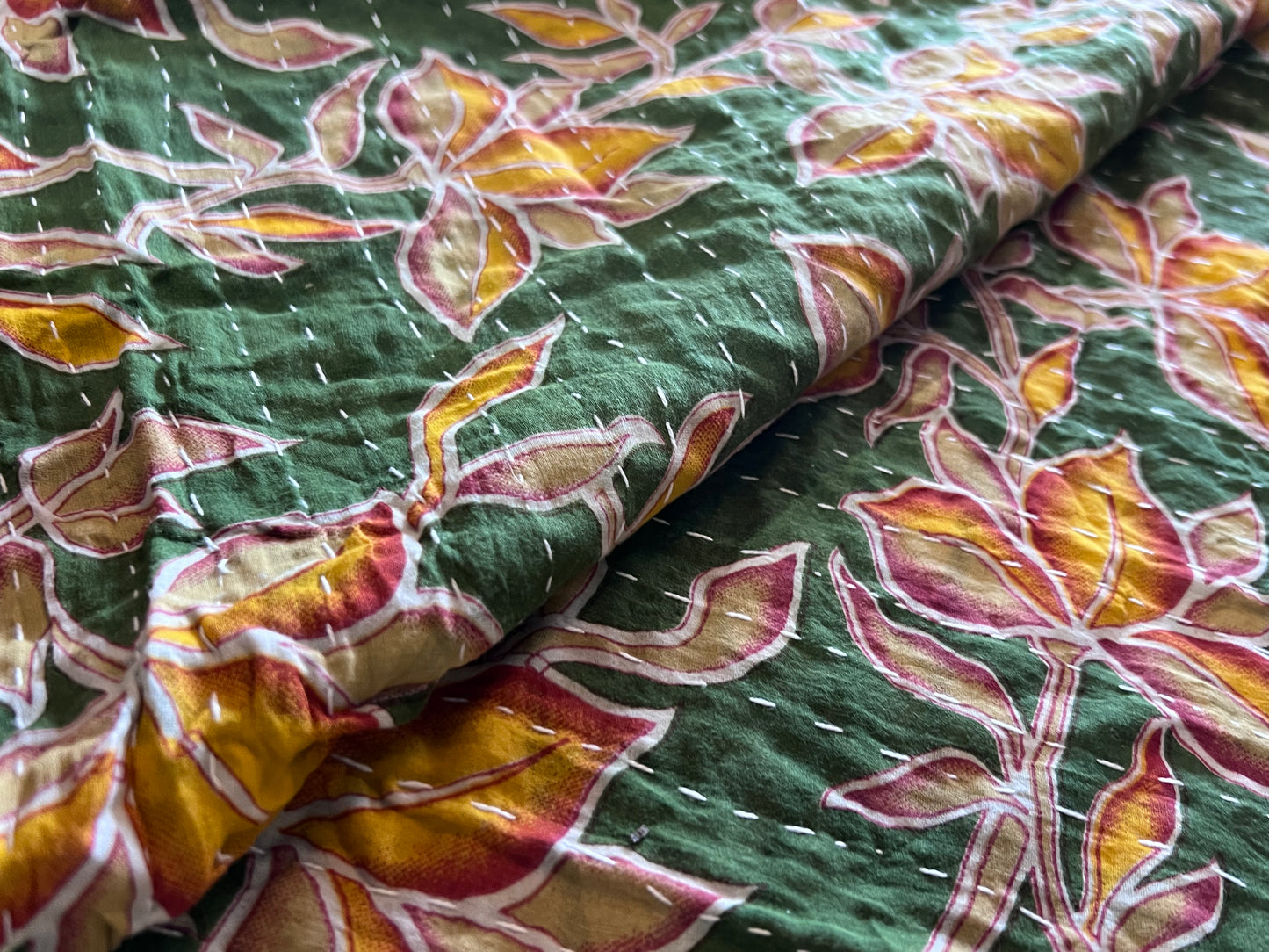 Handmade Indian Kantha Reversible Quilt