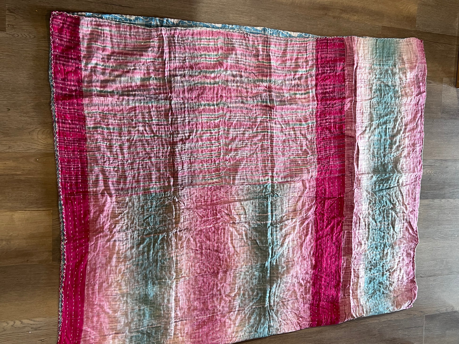 Handmade Indian Kantha Reversible Quilt