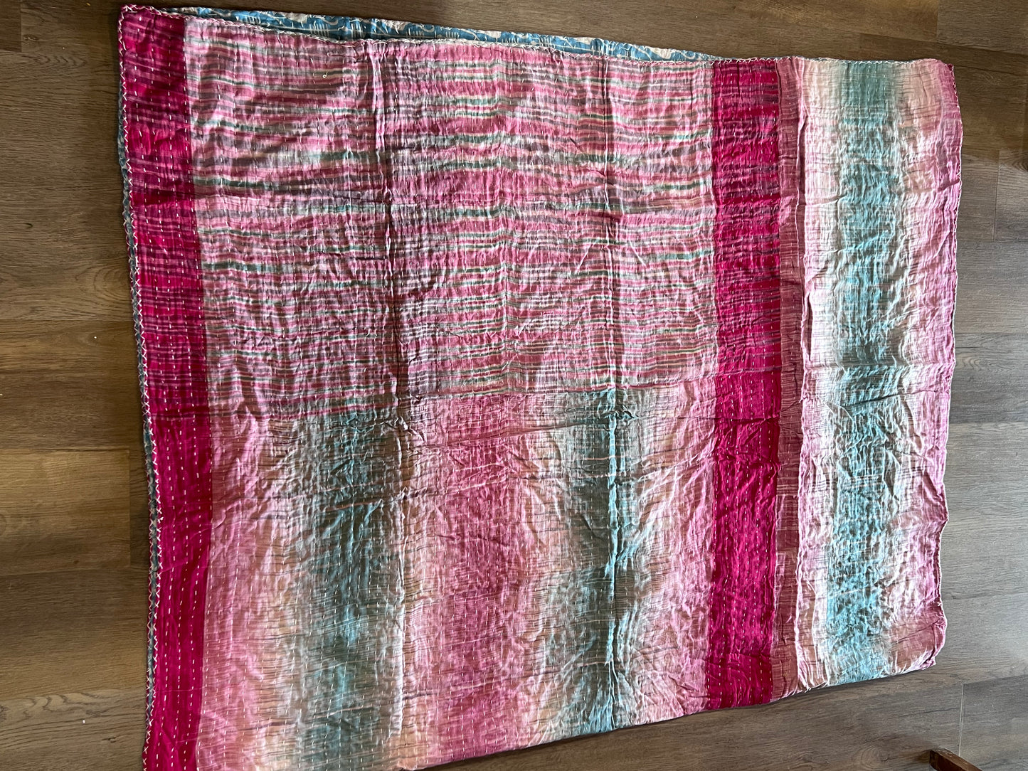 Handmade Indian Kantha Reversible Quilt
