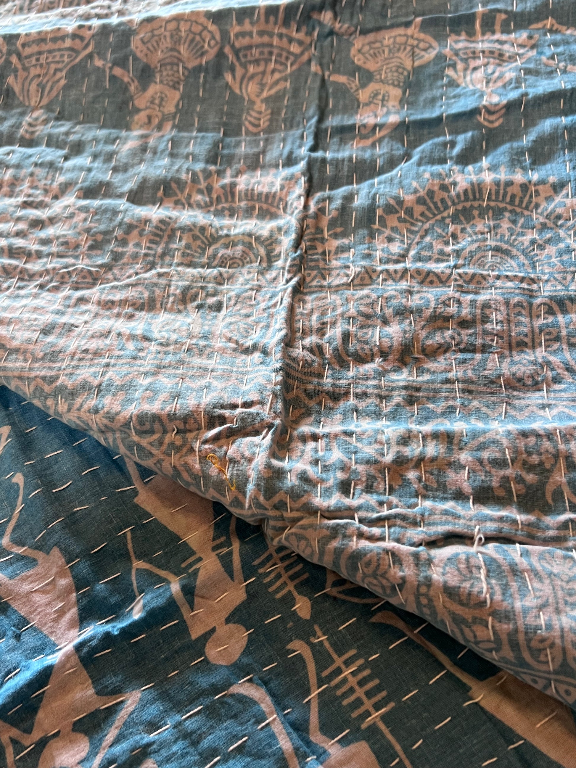 Handmade Indian Kantha Reversible Quilt