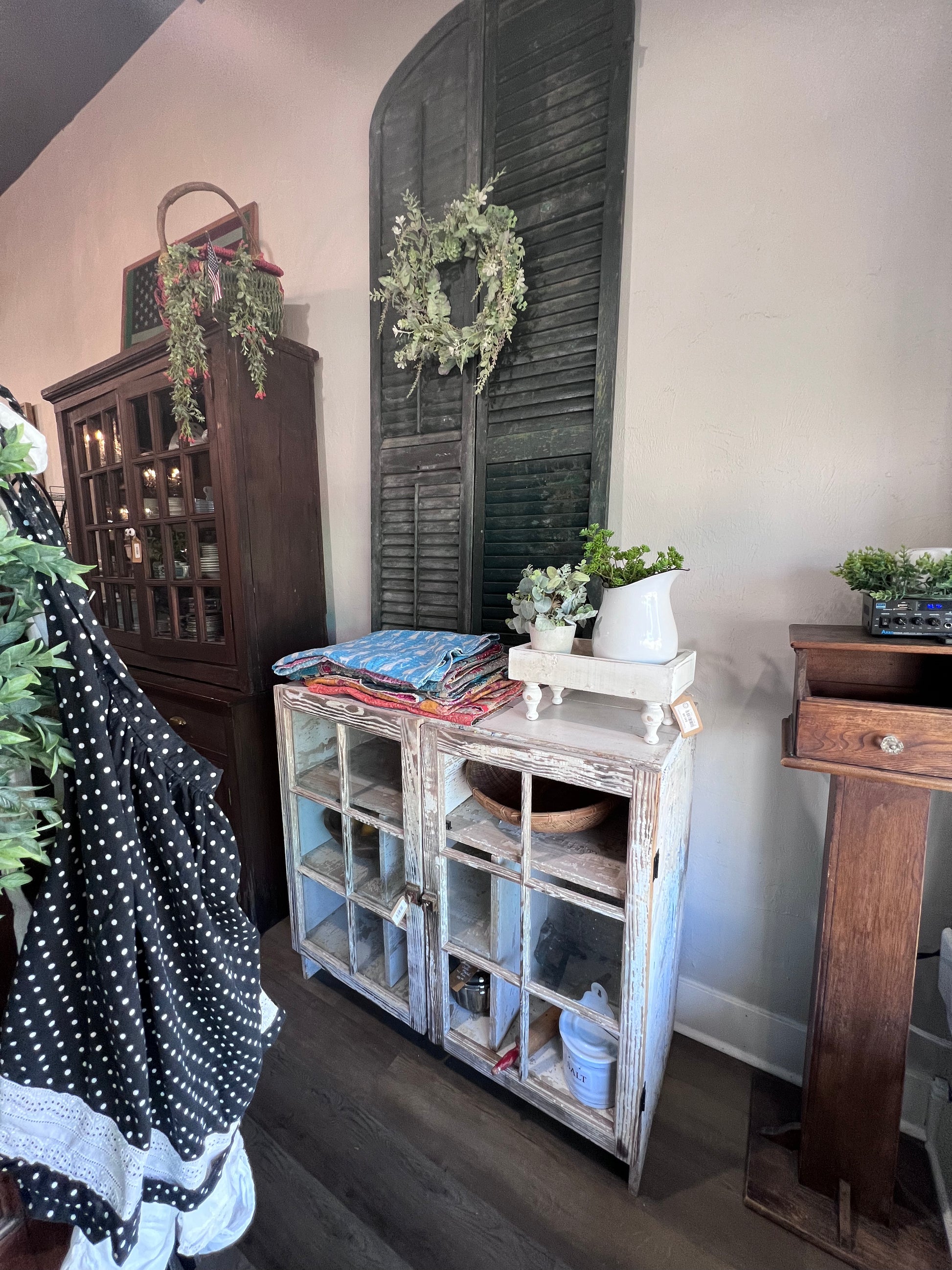 Antique 2 Door Window Chippy Cupboard