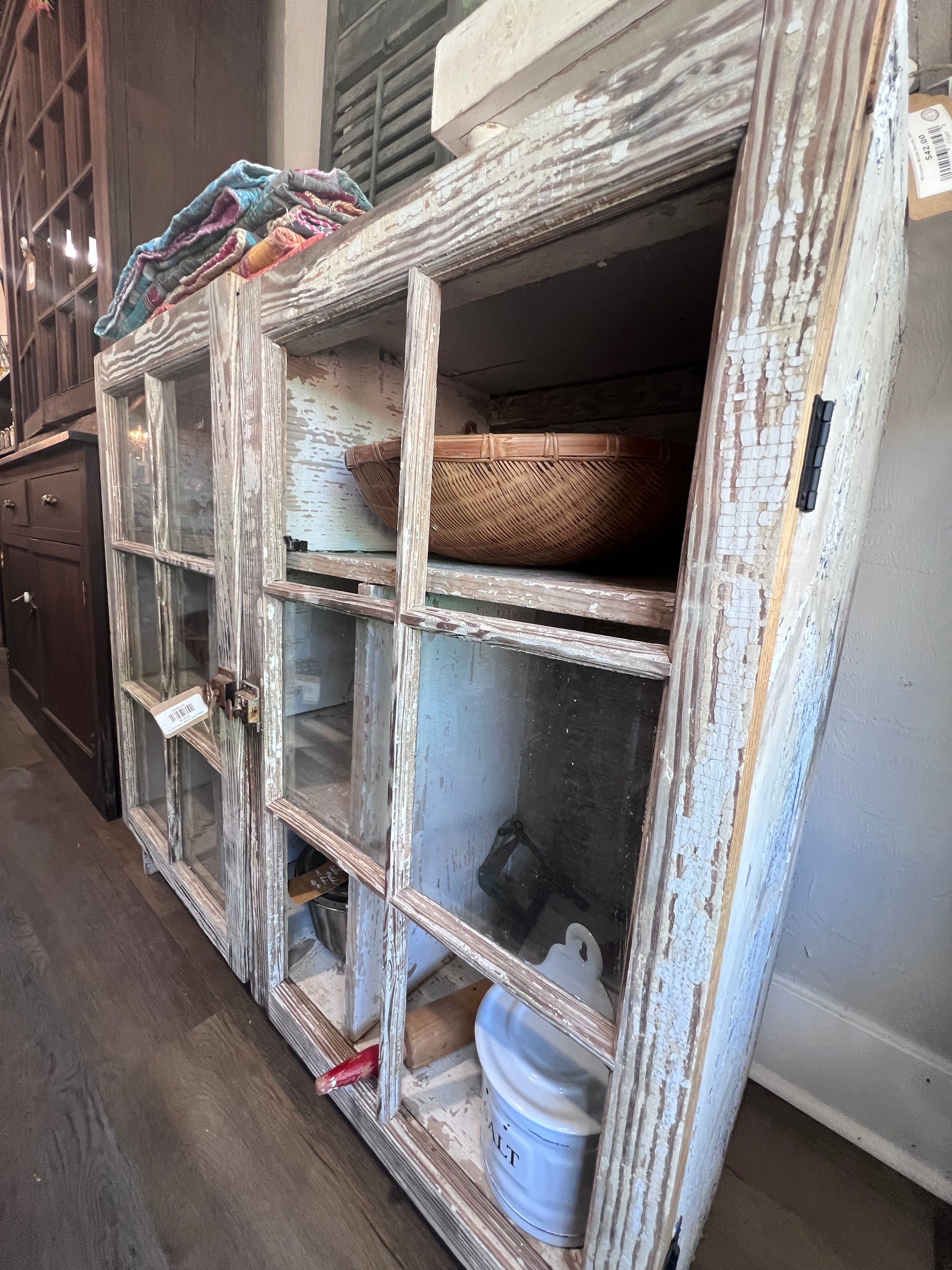 Antique 2 Door Window Chippy Cupboard