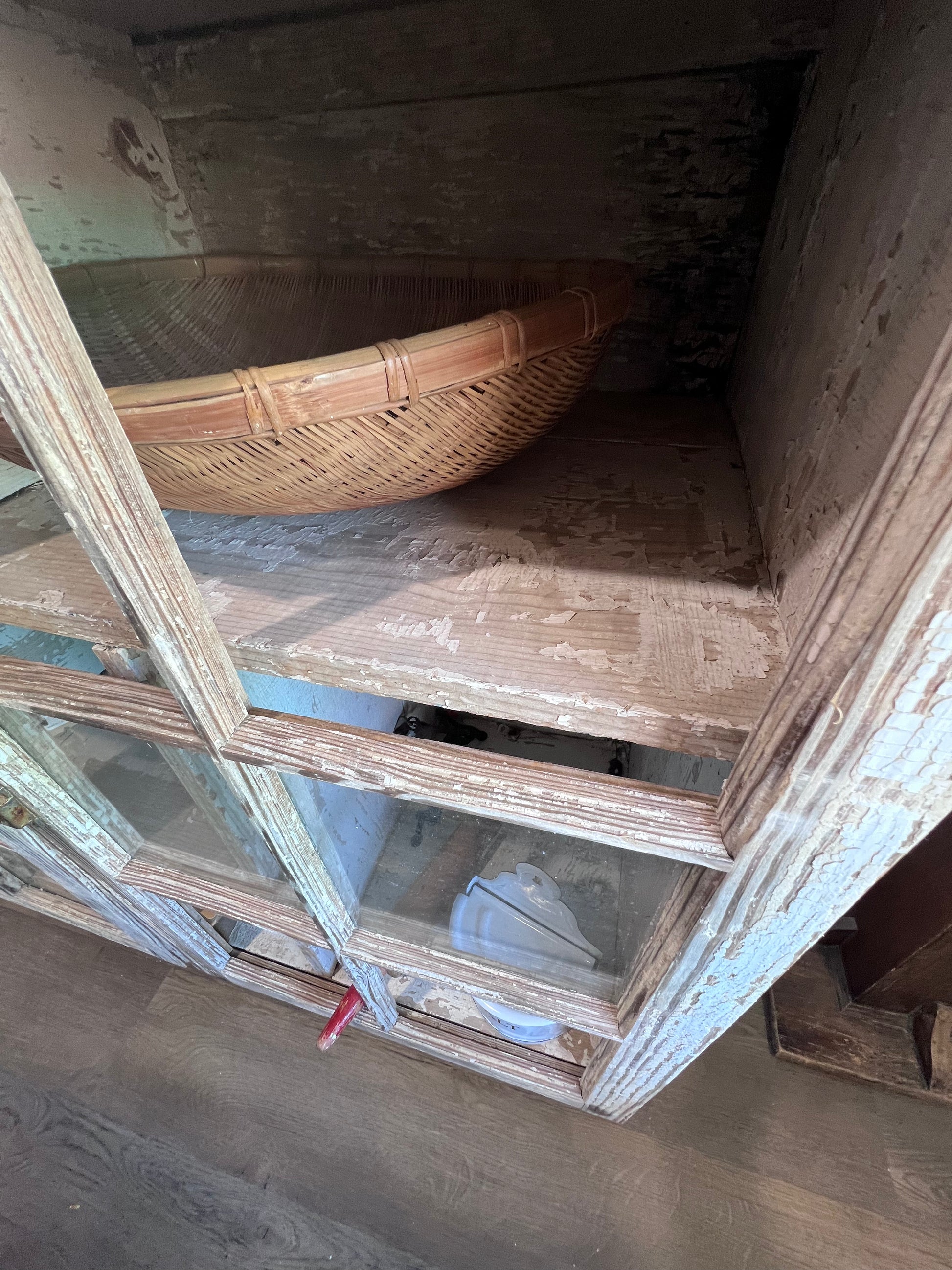 Antique 2 Door Window Chippy Cupboard