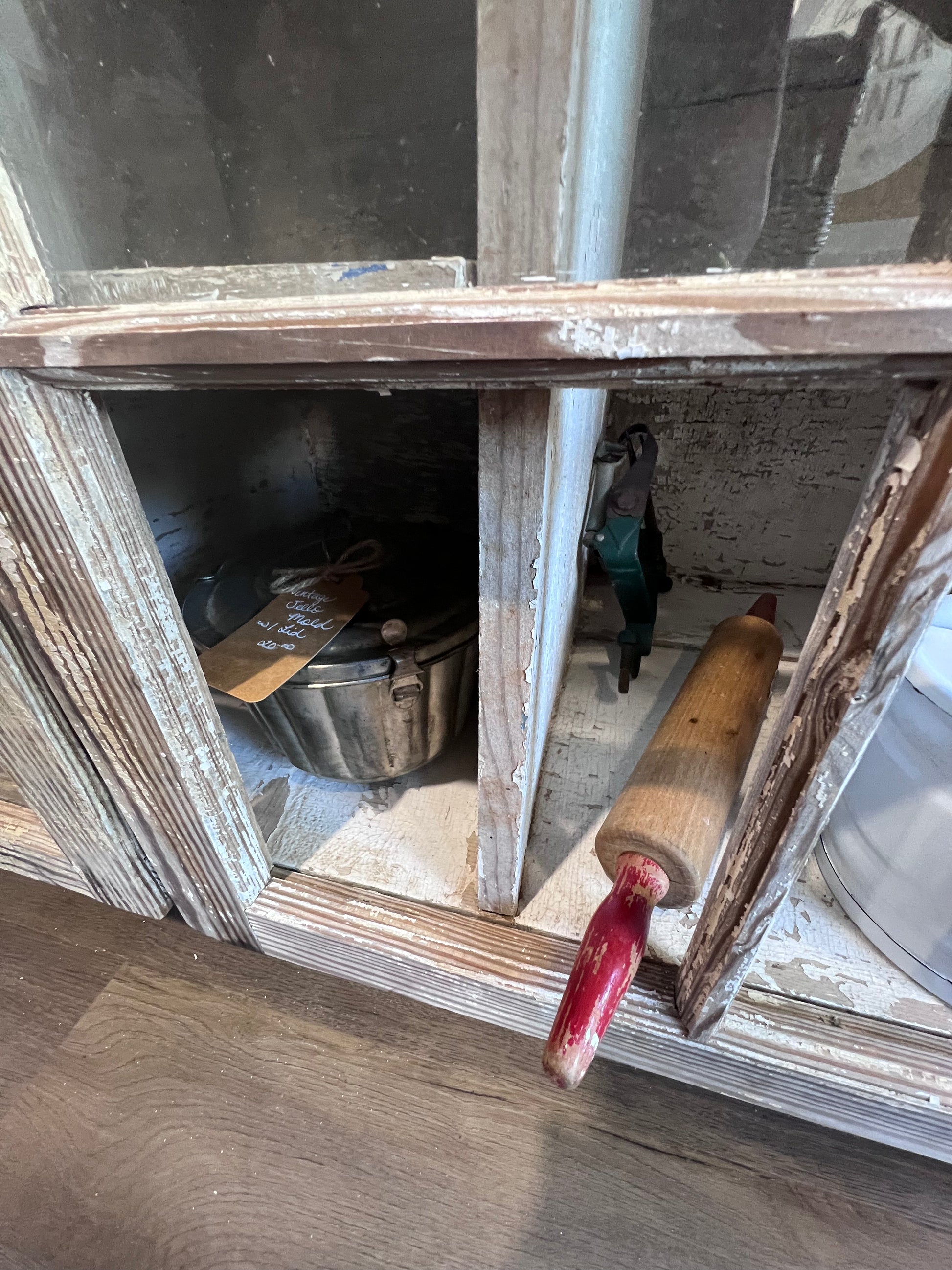 Antique 2 Door Window Chippy Cupboard