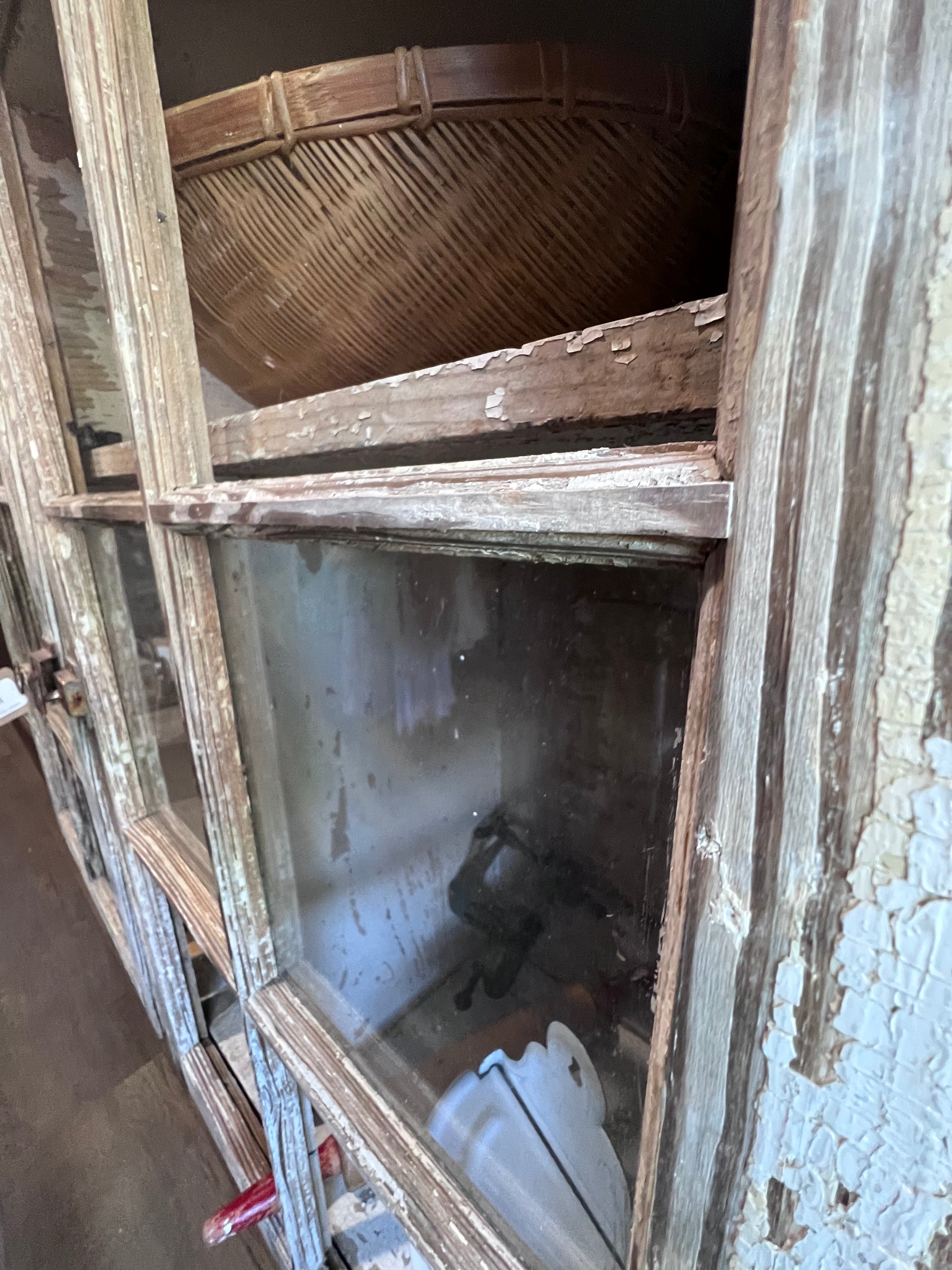 Antique 2 Door Window Chippy Cupboard