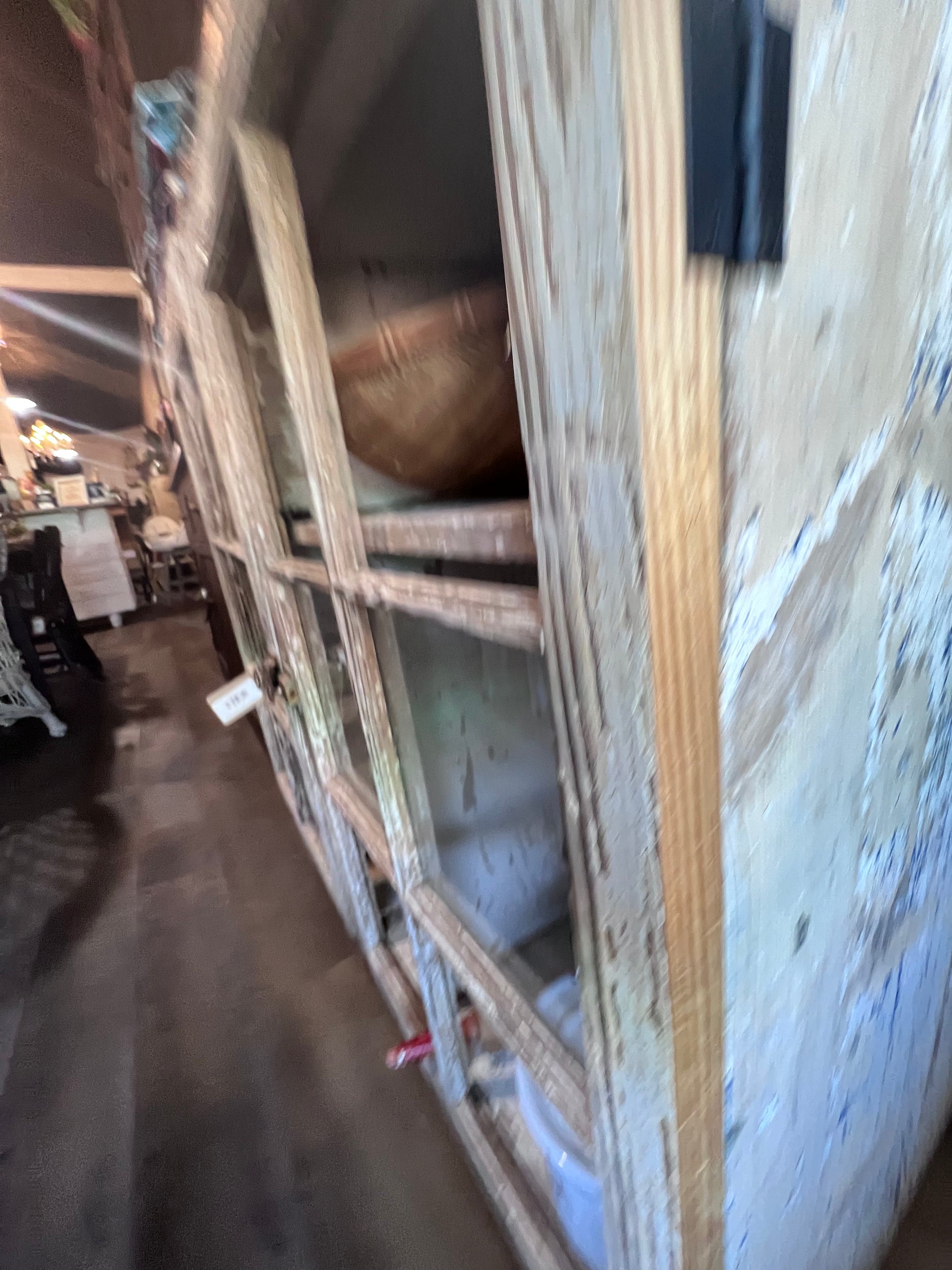 Antique 2 Door Window Chippy Cupboard