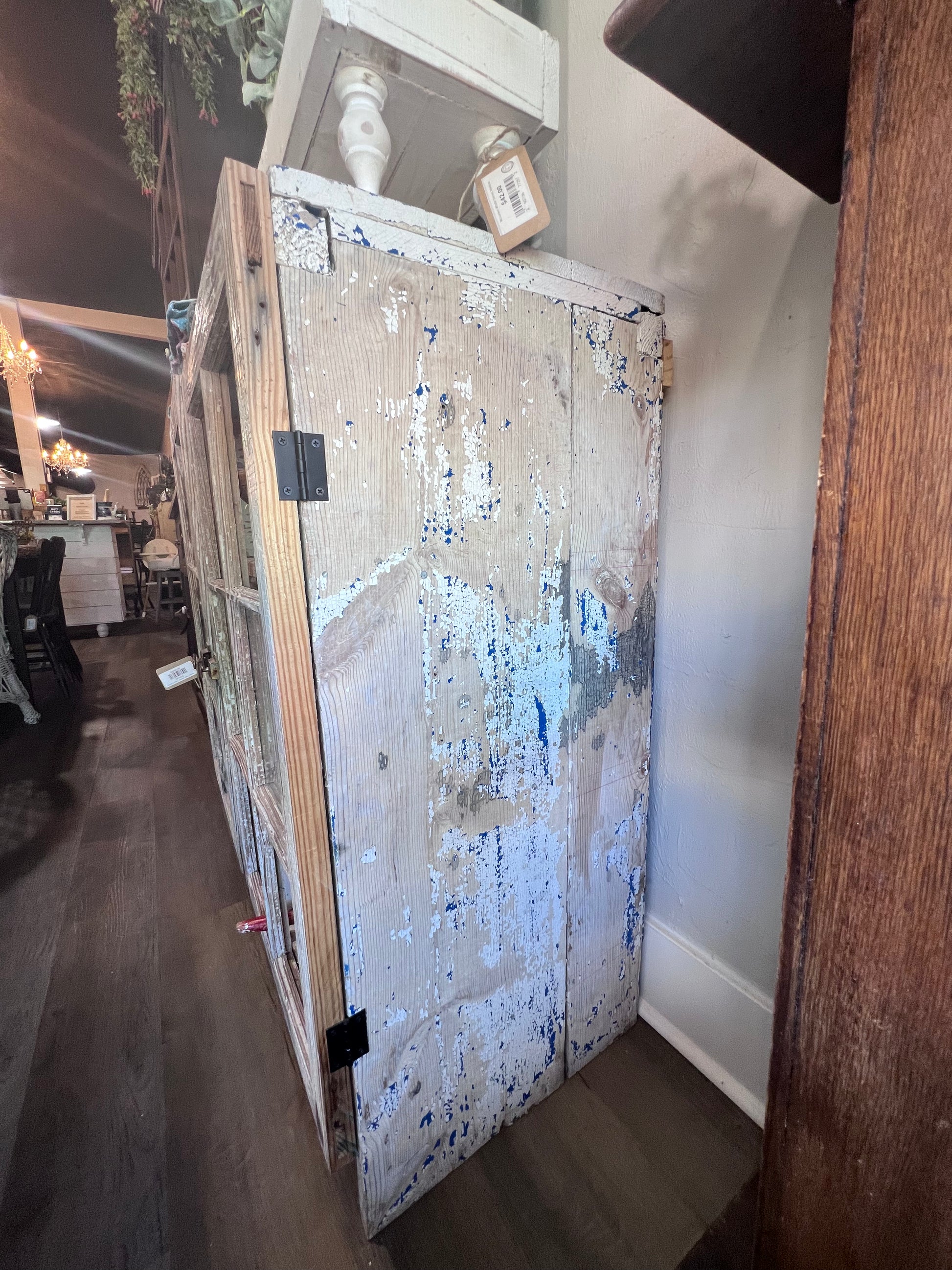 Antique 2 Door Window Chippy Cupboard