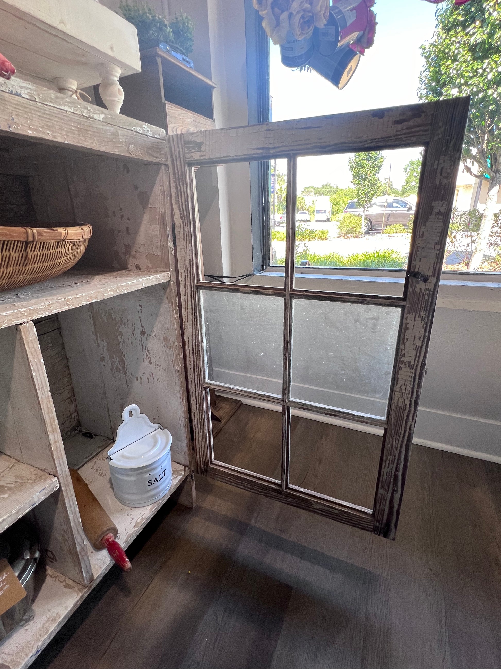 Antique 2 Door Window Chippy Cupboard