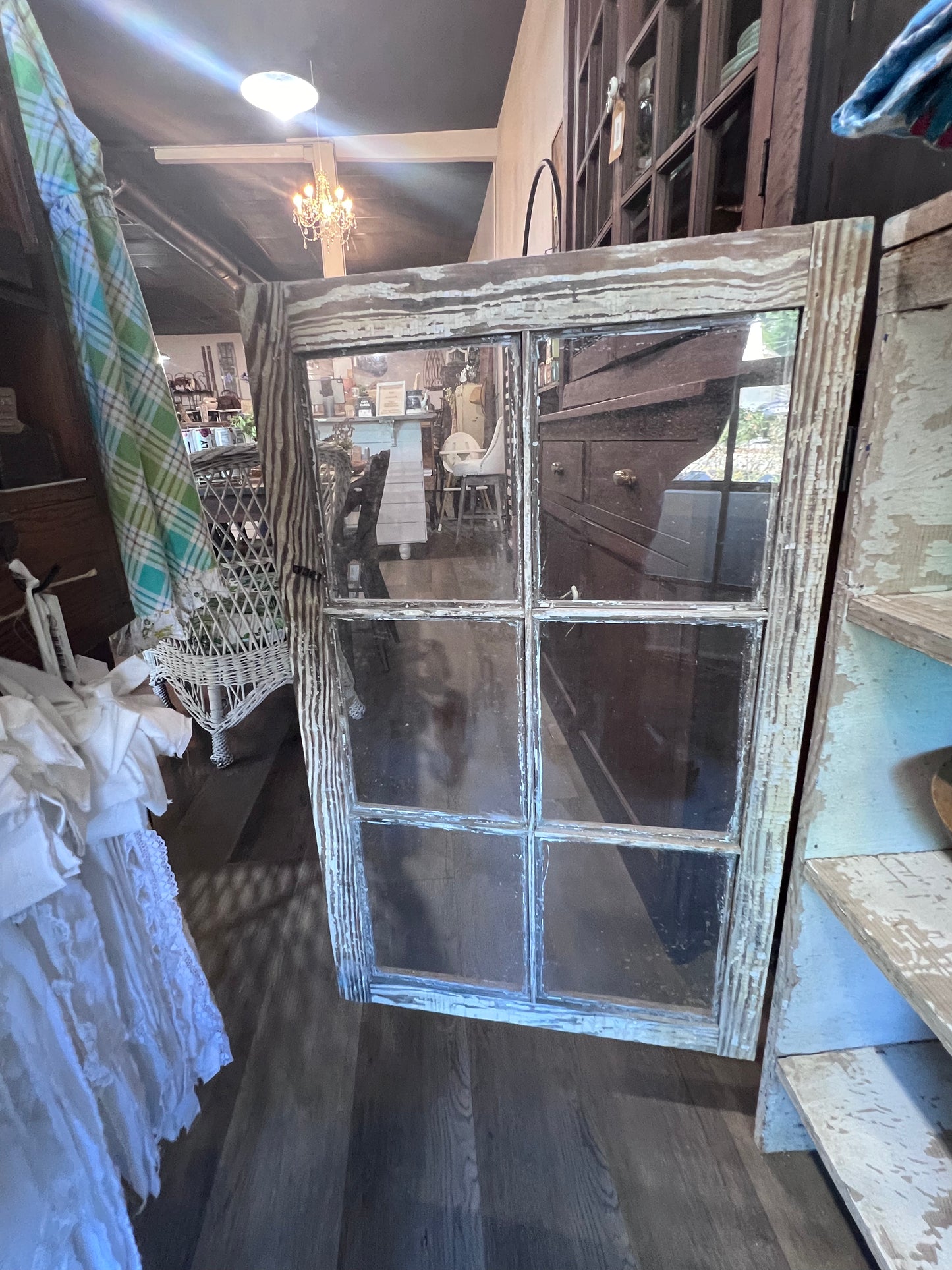 Antique 2 Door Window Chippy Cupboard