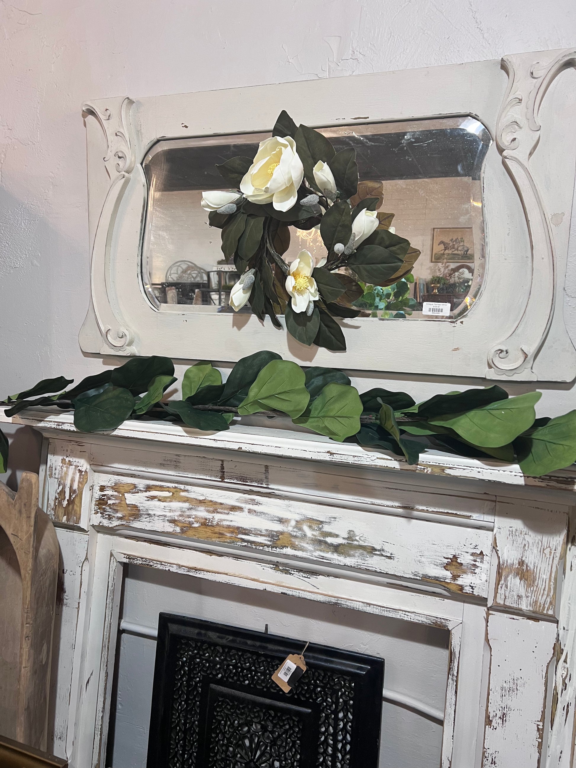 Antique Painted Repurposed Mantle Mirror
