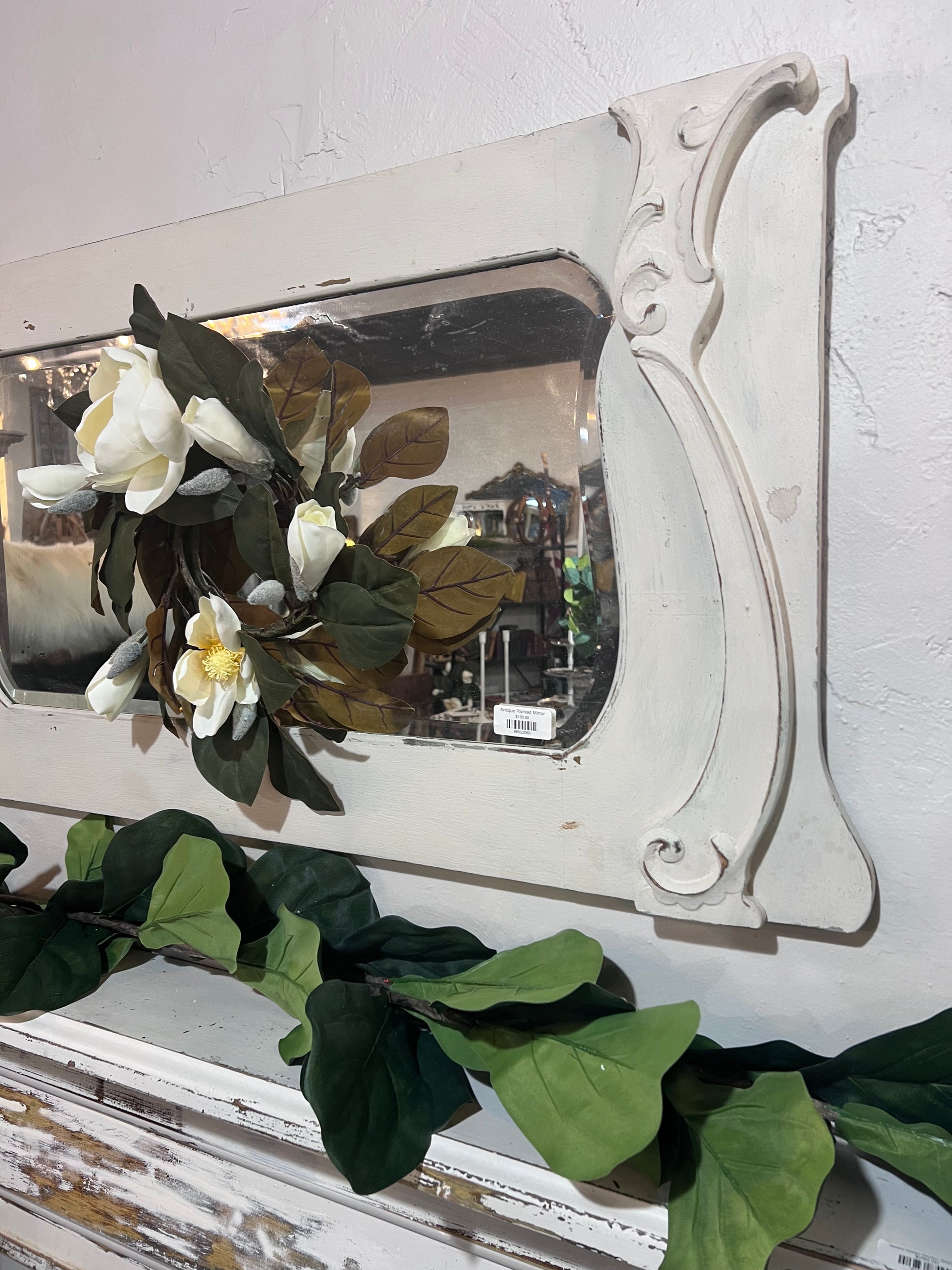 Antique Painted Repurposed Mantle Mirror