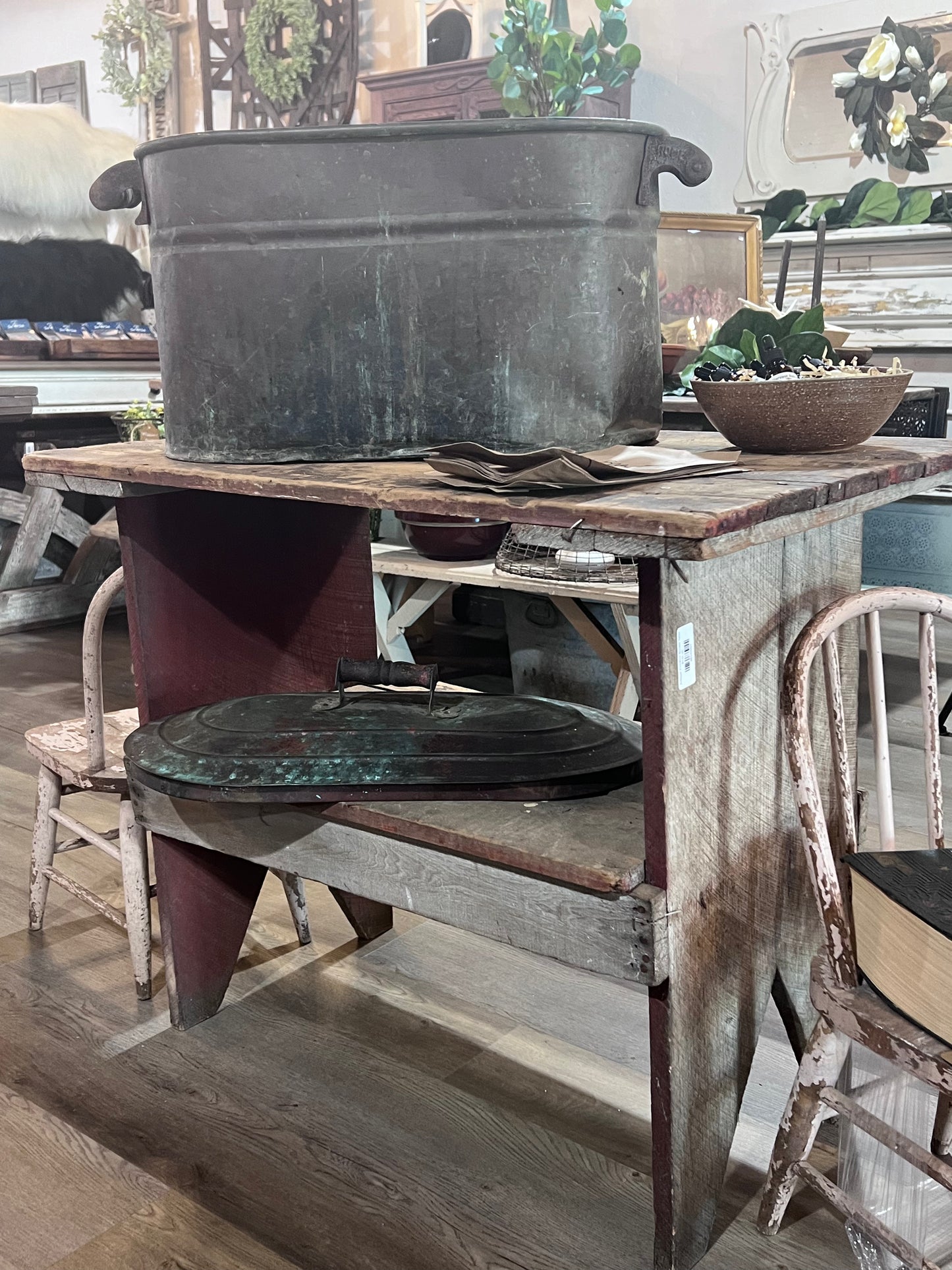Antique Primitive Bucket Table