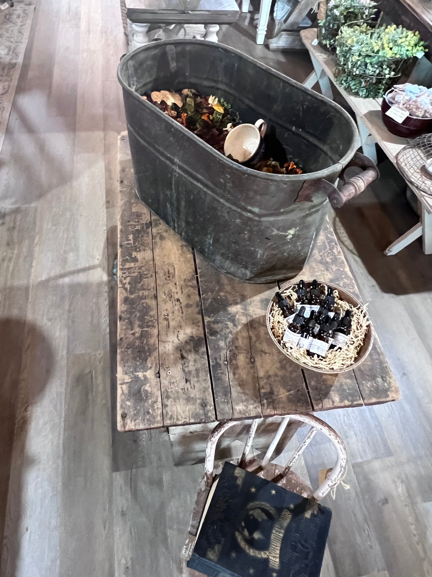 Antique Primitive Bucket Table