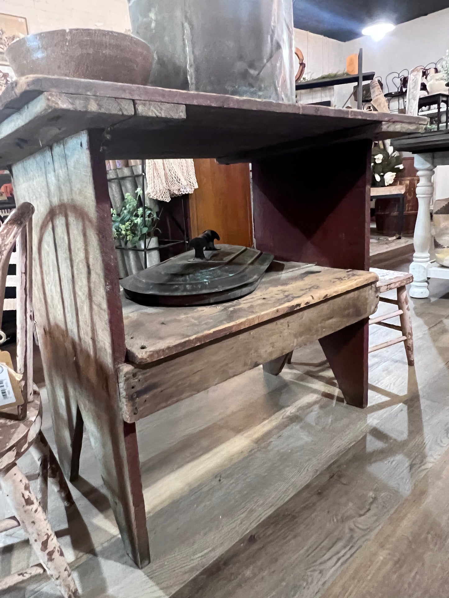 Antique Primitive Bucket Table