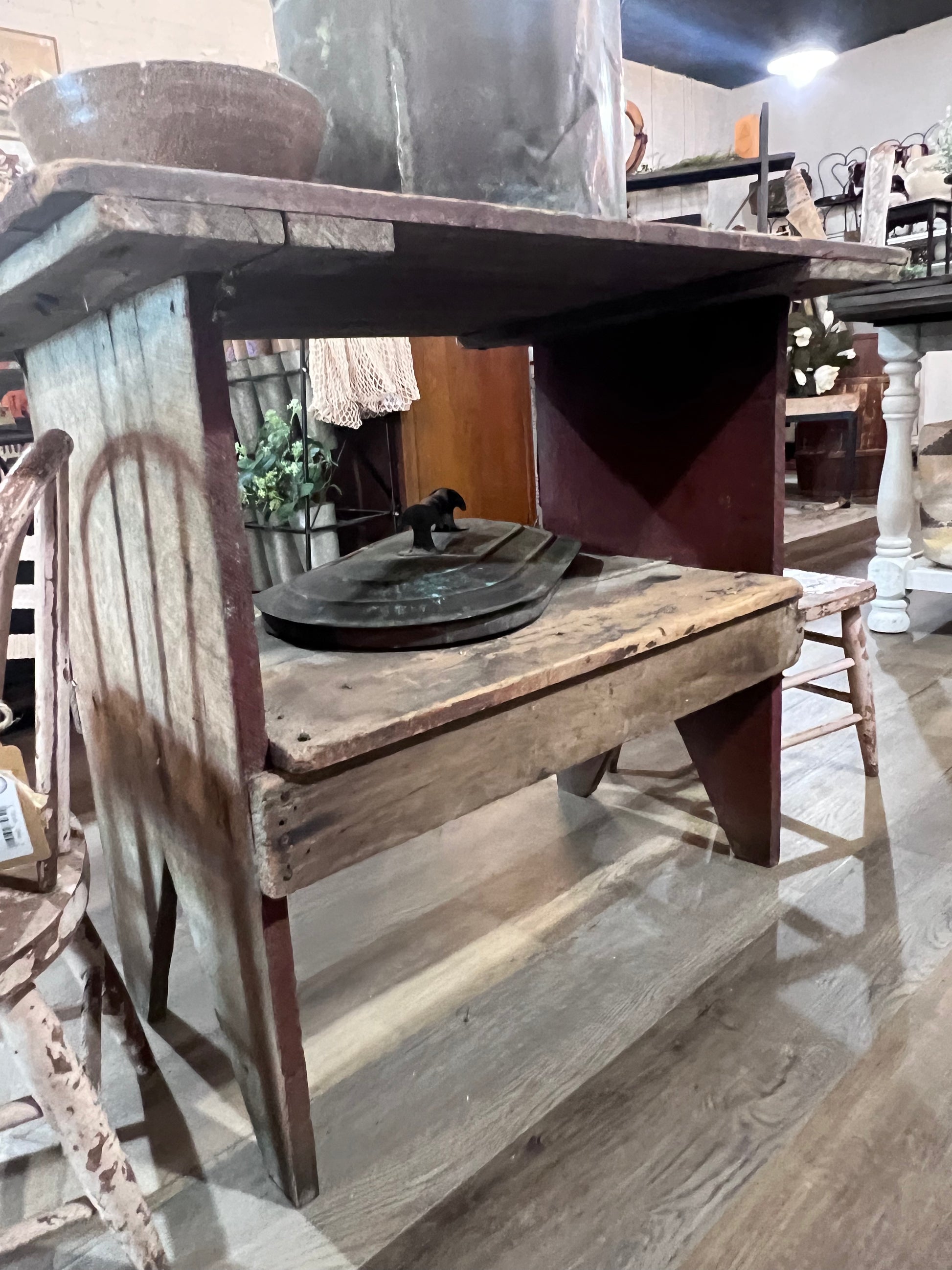 Antique Primitive Bucket Table