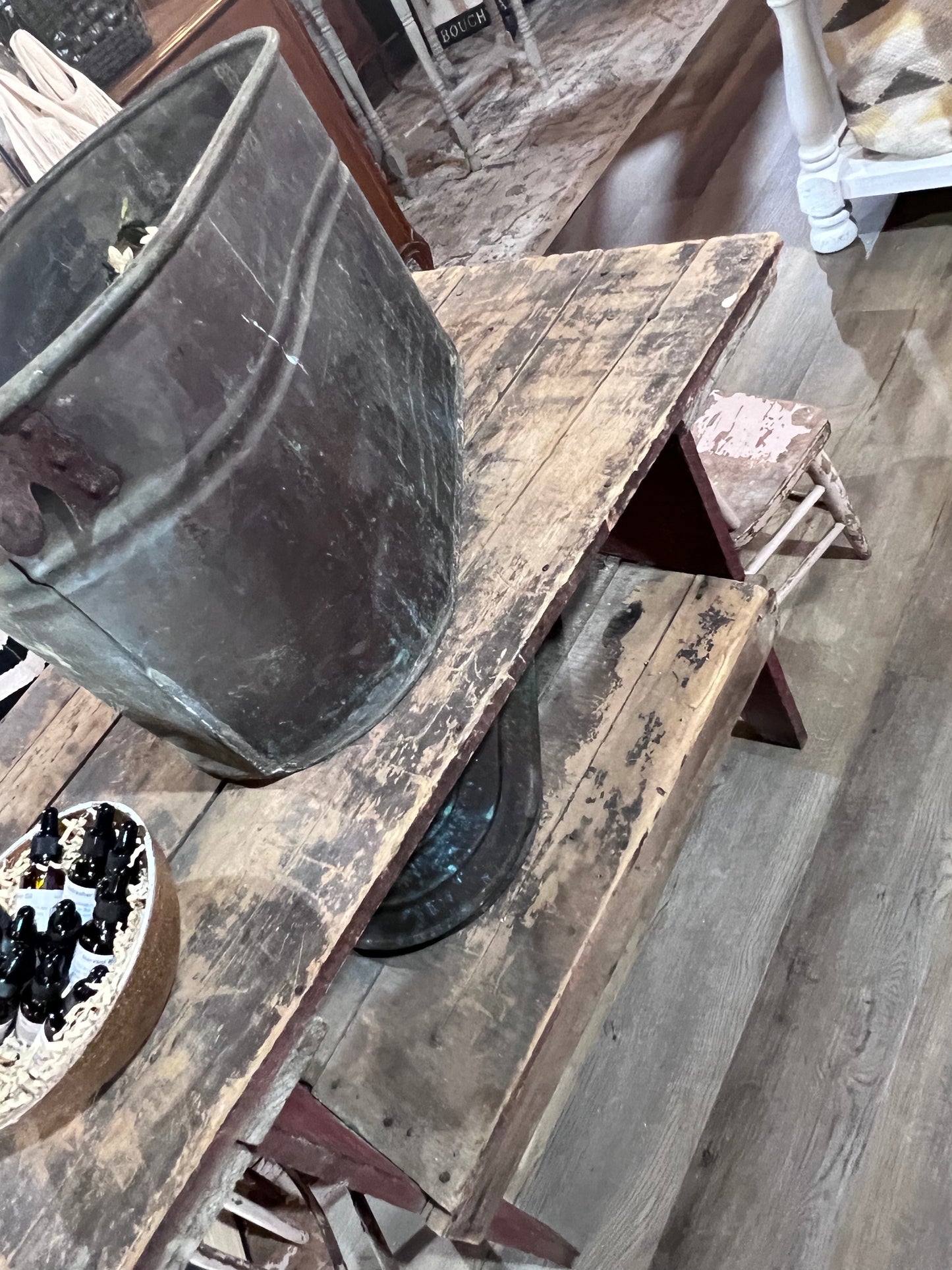 Antique Primitive Bucket Table