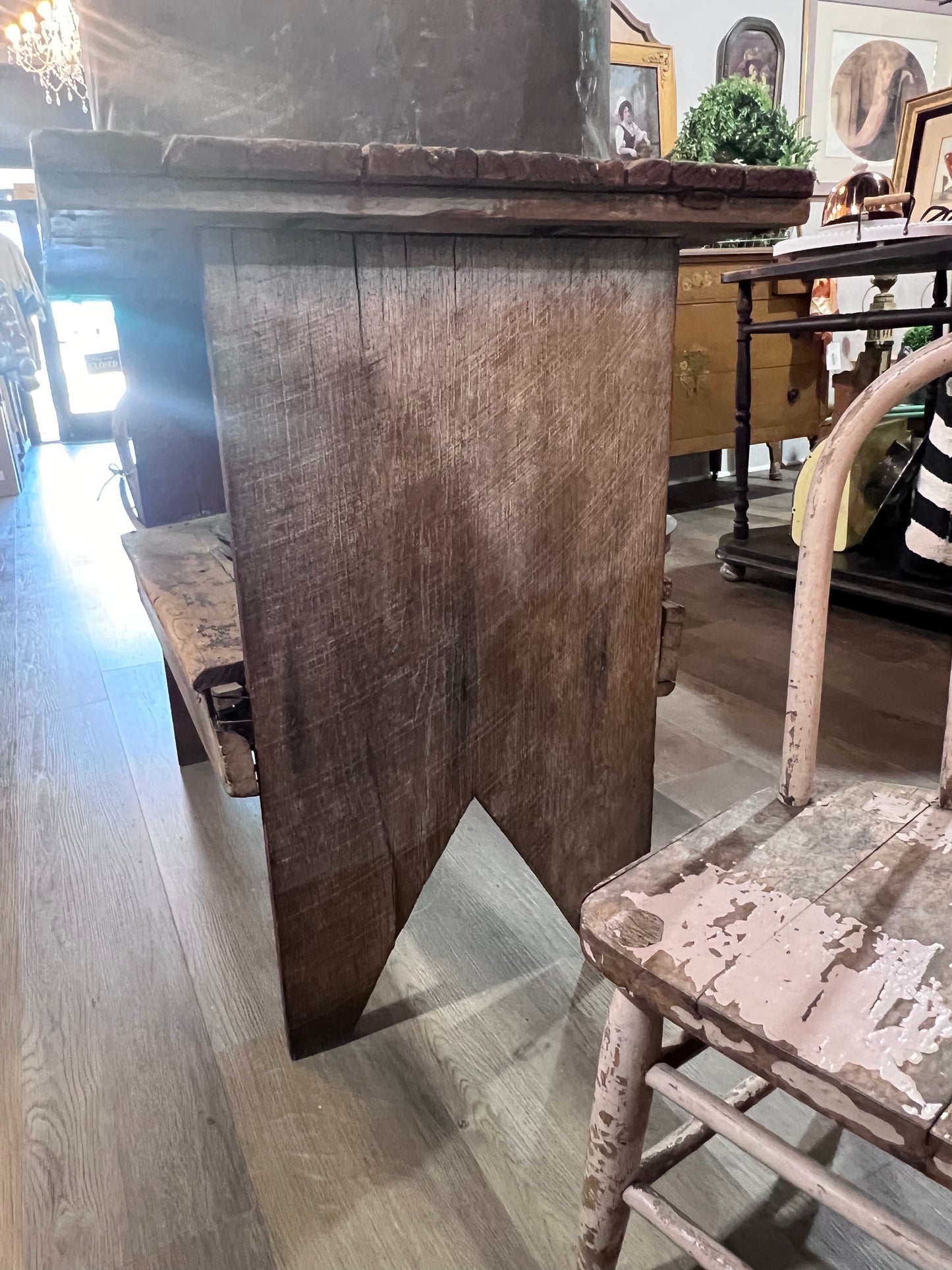 Antique Primitive Bucket Table