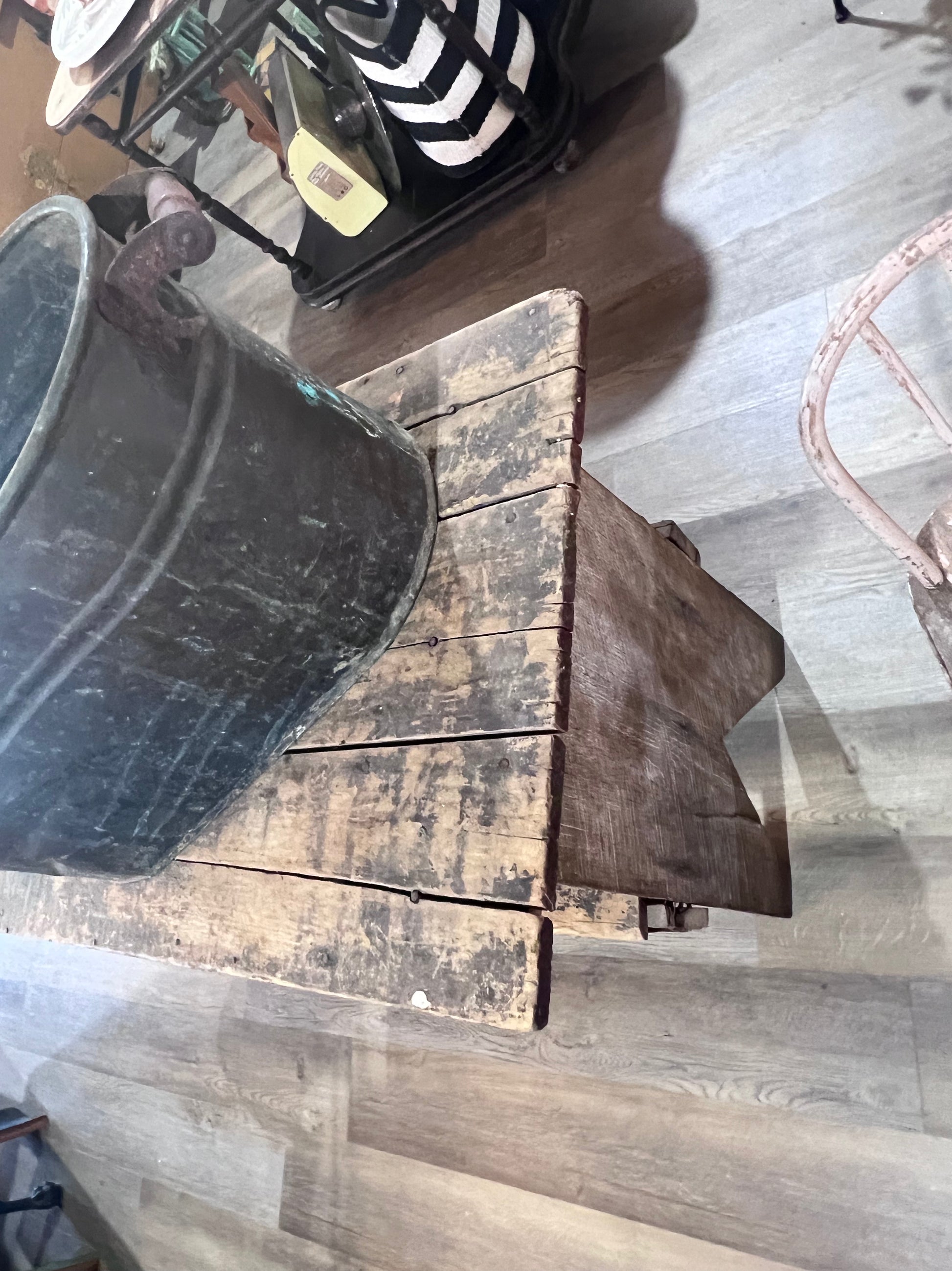 Antique Primitive Bucket Table