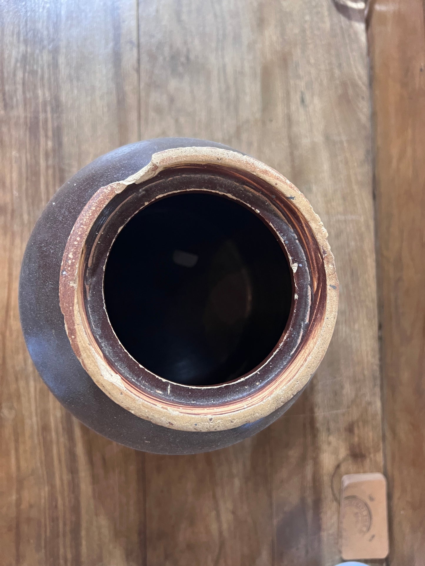 9" Vintage Brown Stoneware Crock
