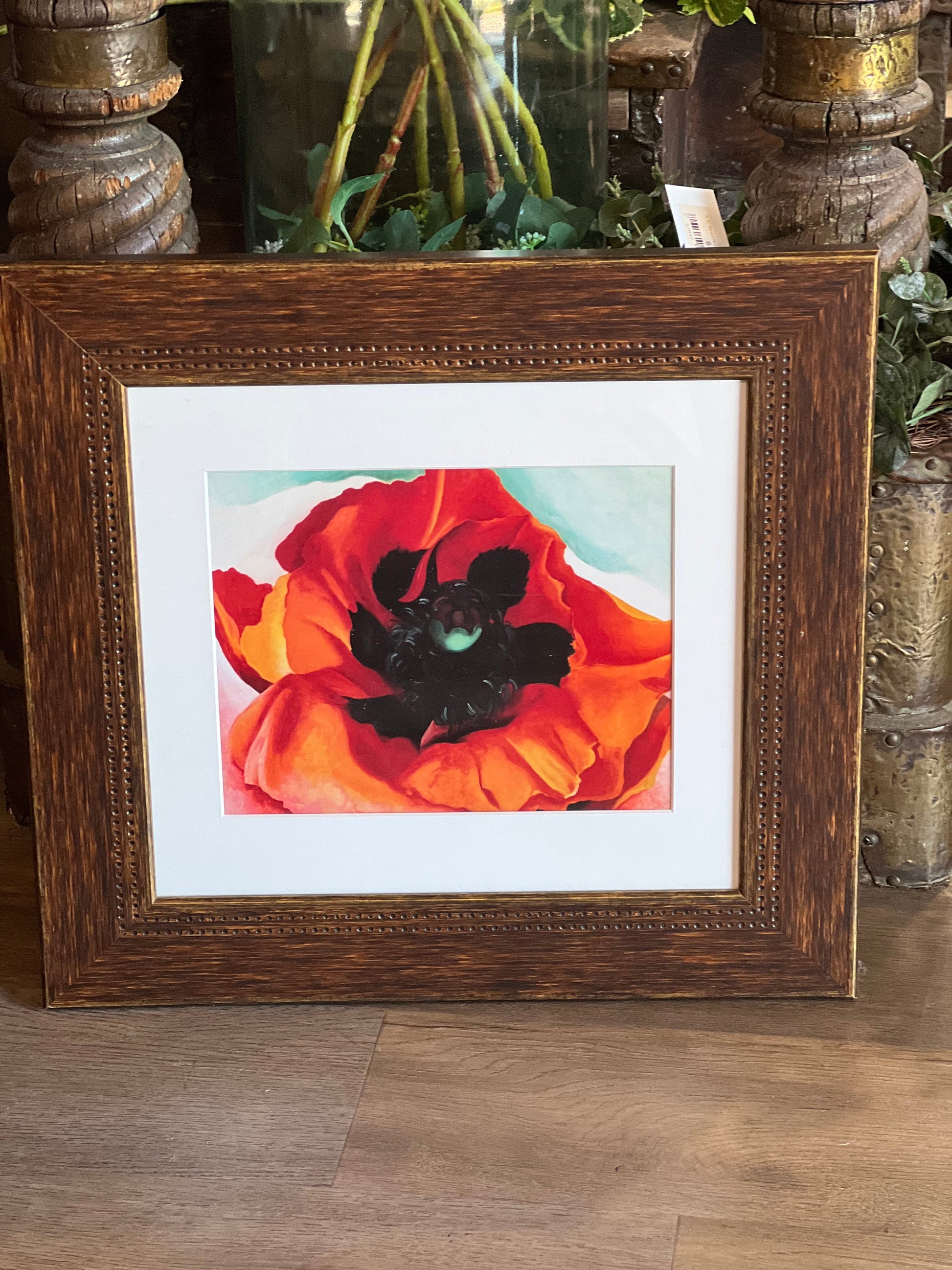 Wood Framed Poppy Painting