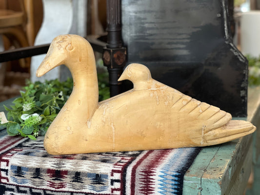 Hand-Carved Wooden Mama & Duckling