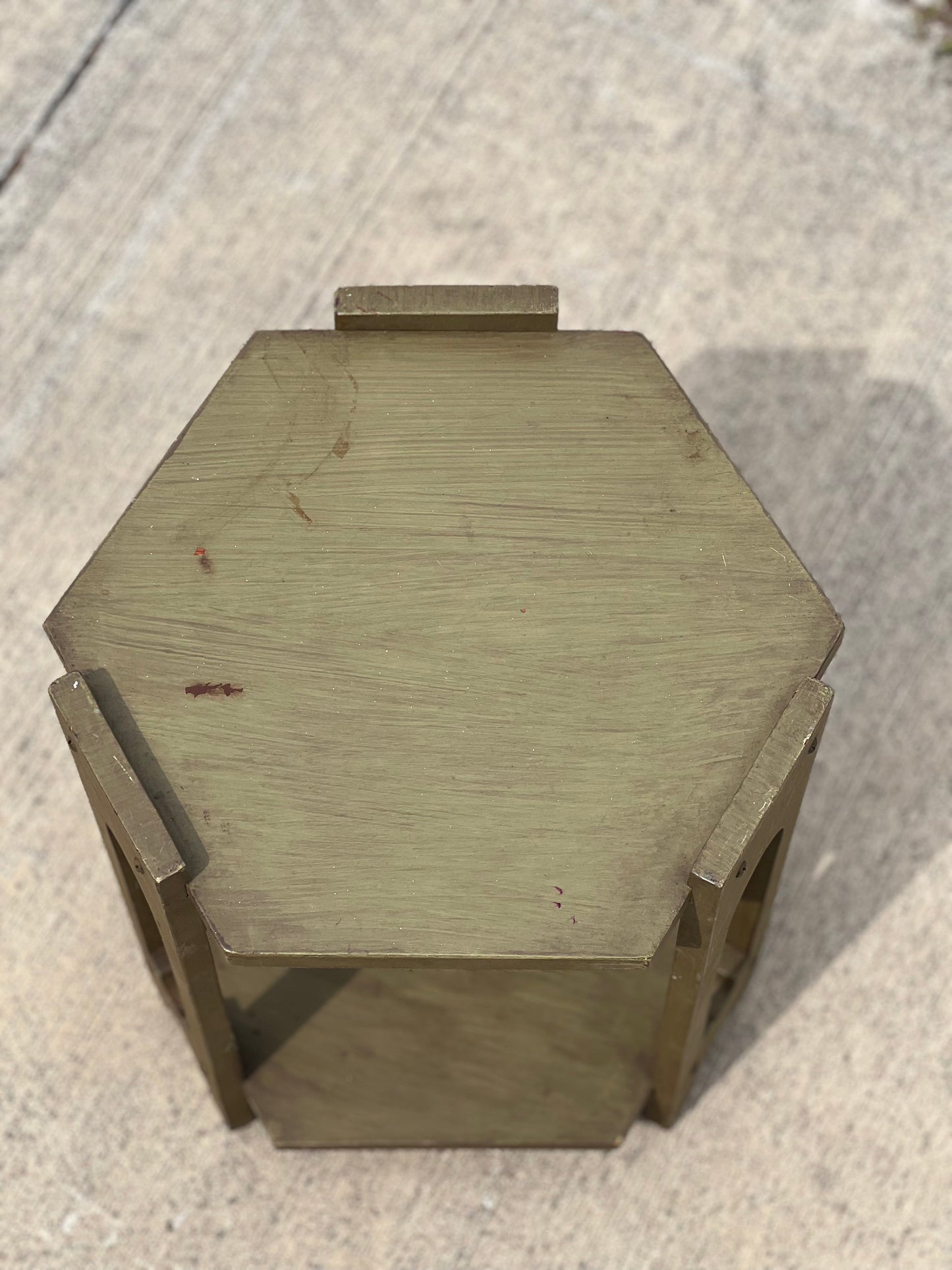 Two-Tiered Sage Green Hexagonal Table
