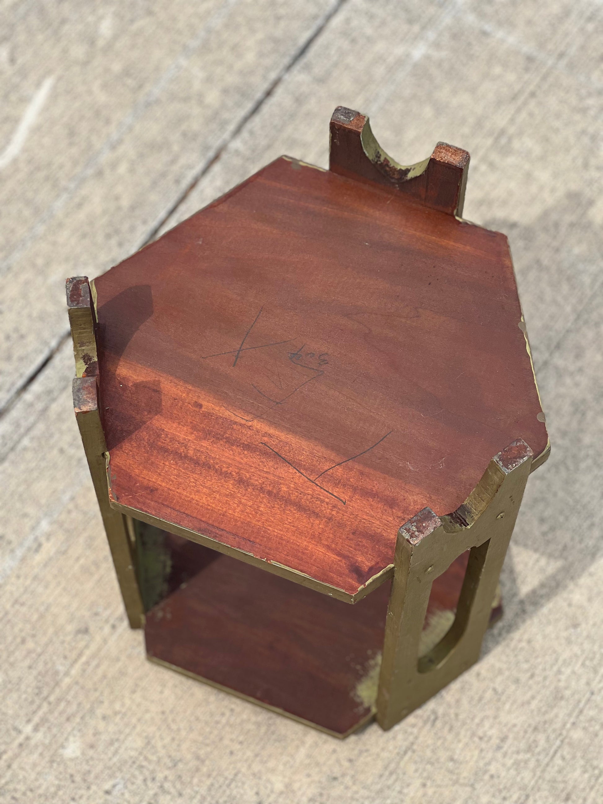 Two-Tiered Sage Green Hexagonal Table