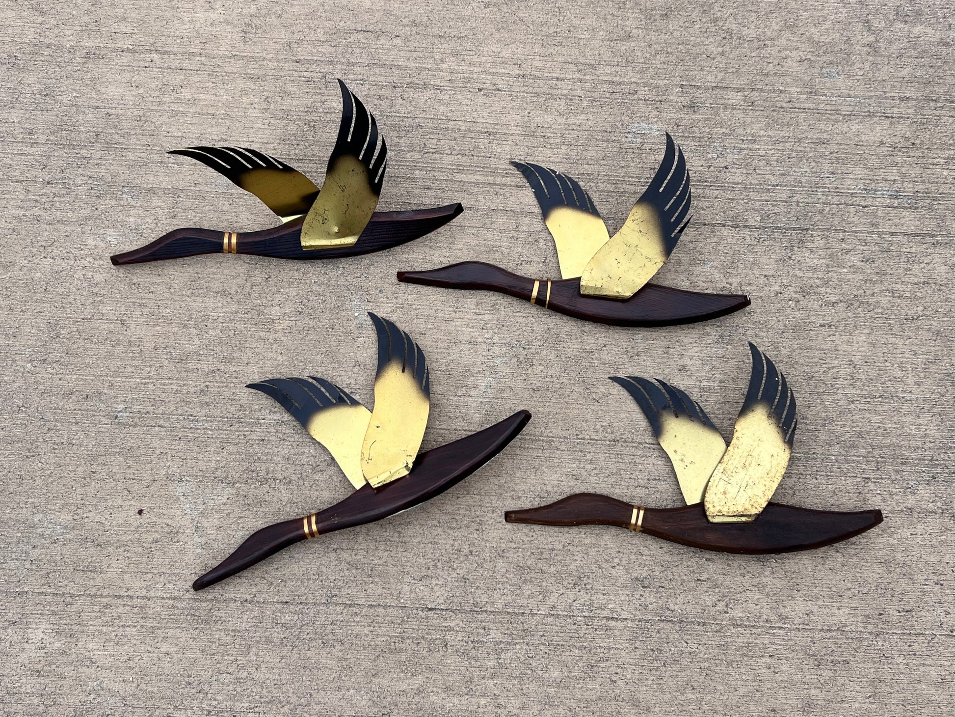 Set of 4 Mid-Century Soaring Ducks