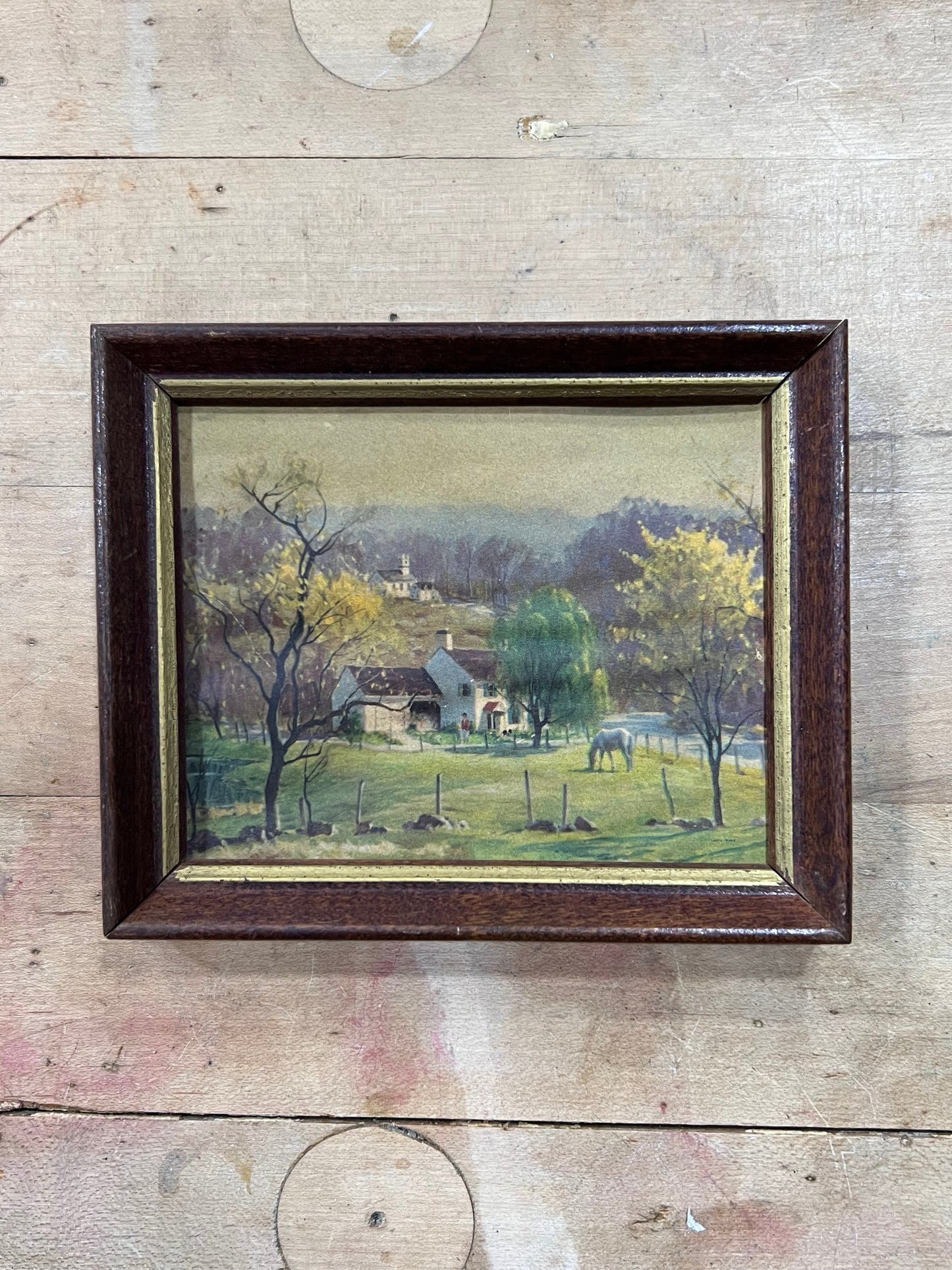 Small Vintage Picture Pastoral Countryside - Landscape