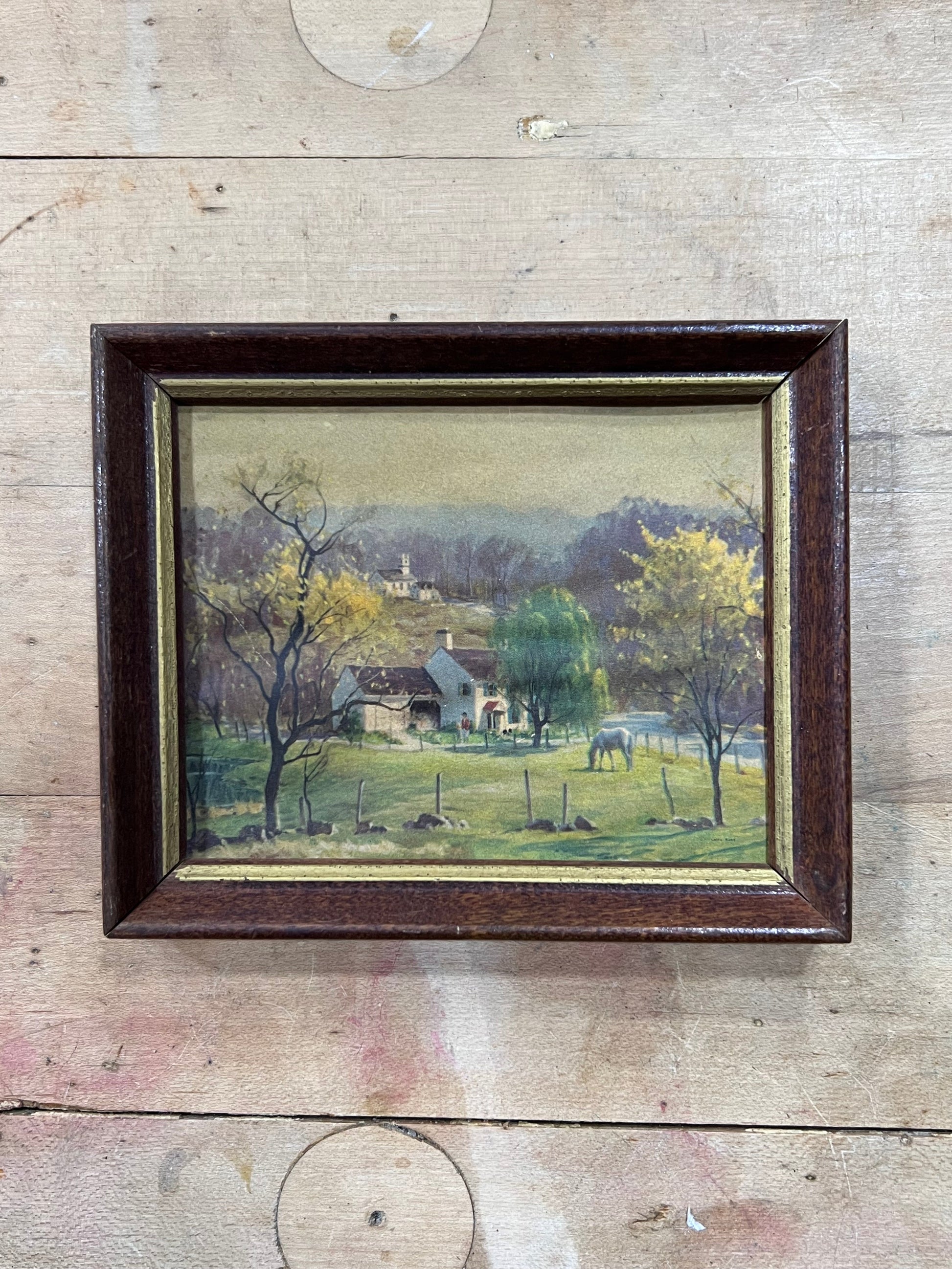 Small Vintage Picture Pastoral Countryside - Landscape