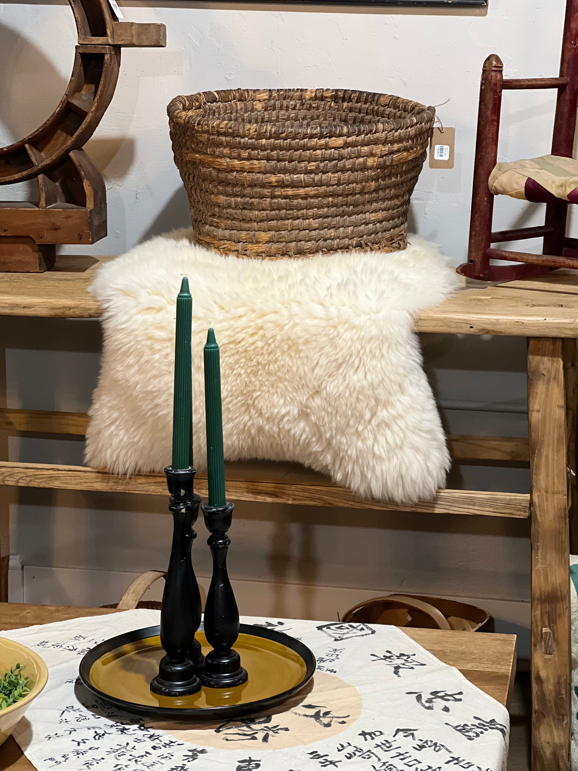 Set of 3 Wooden Chippy Black Candlesticks