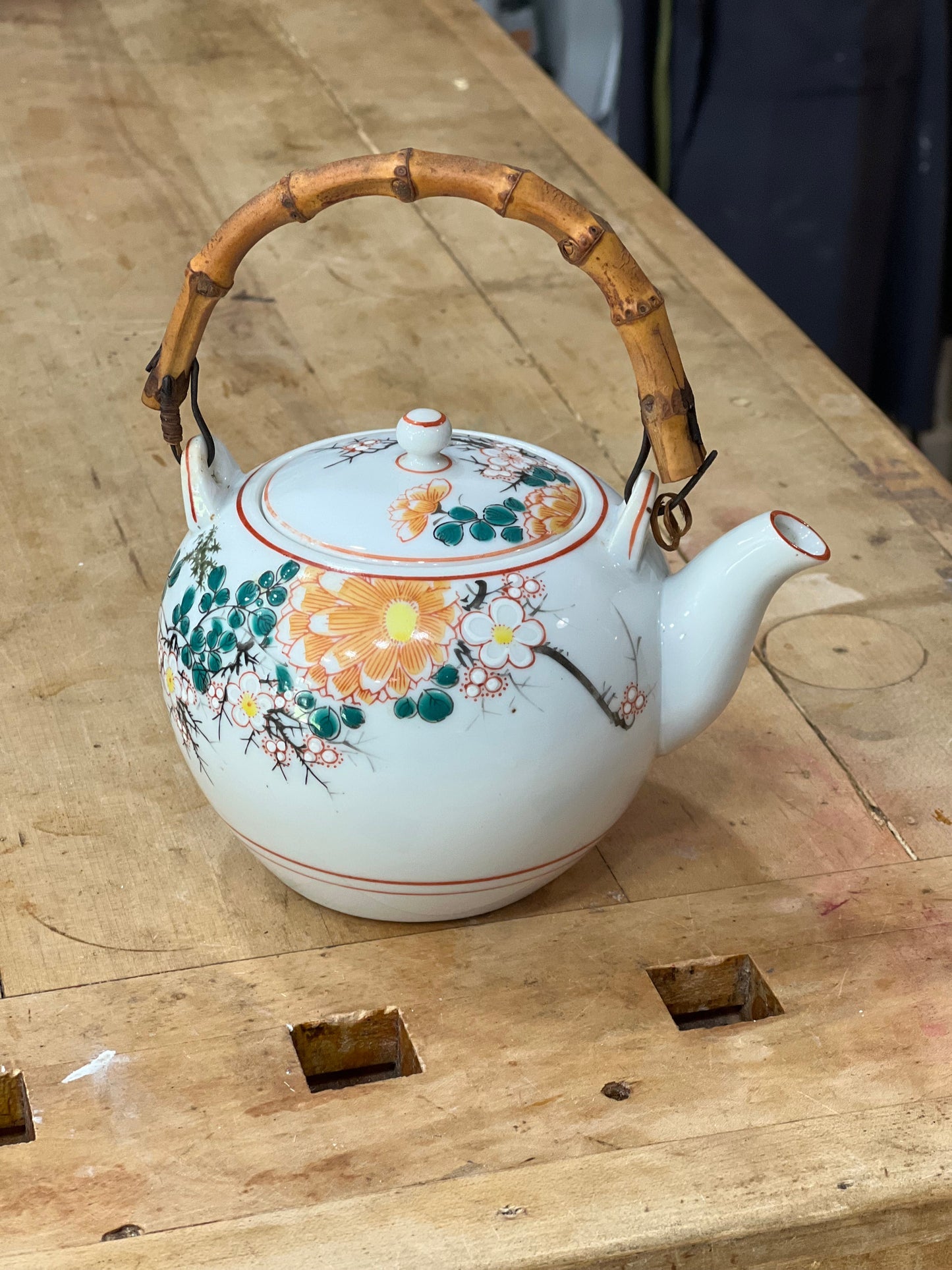 1950s Japanese Teapot with Bamboo Handle