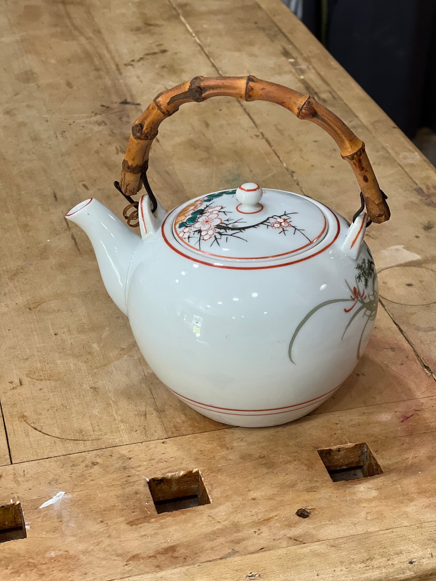 1950s Japanese Teapot with Bamboo Handle